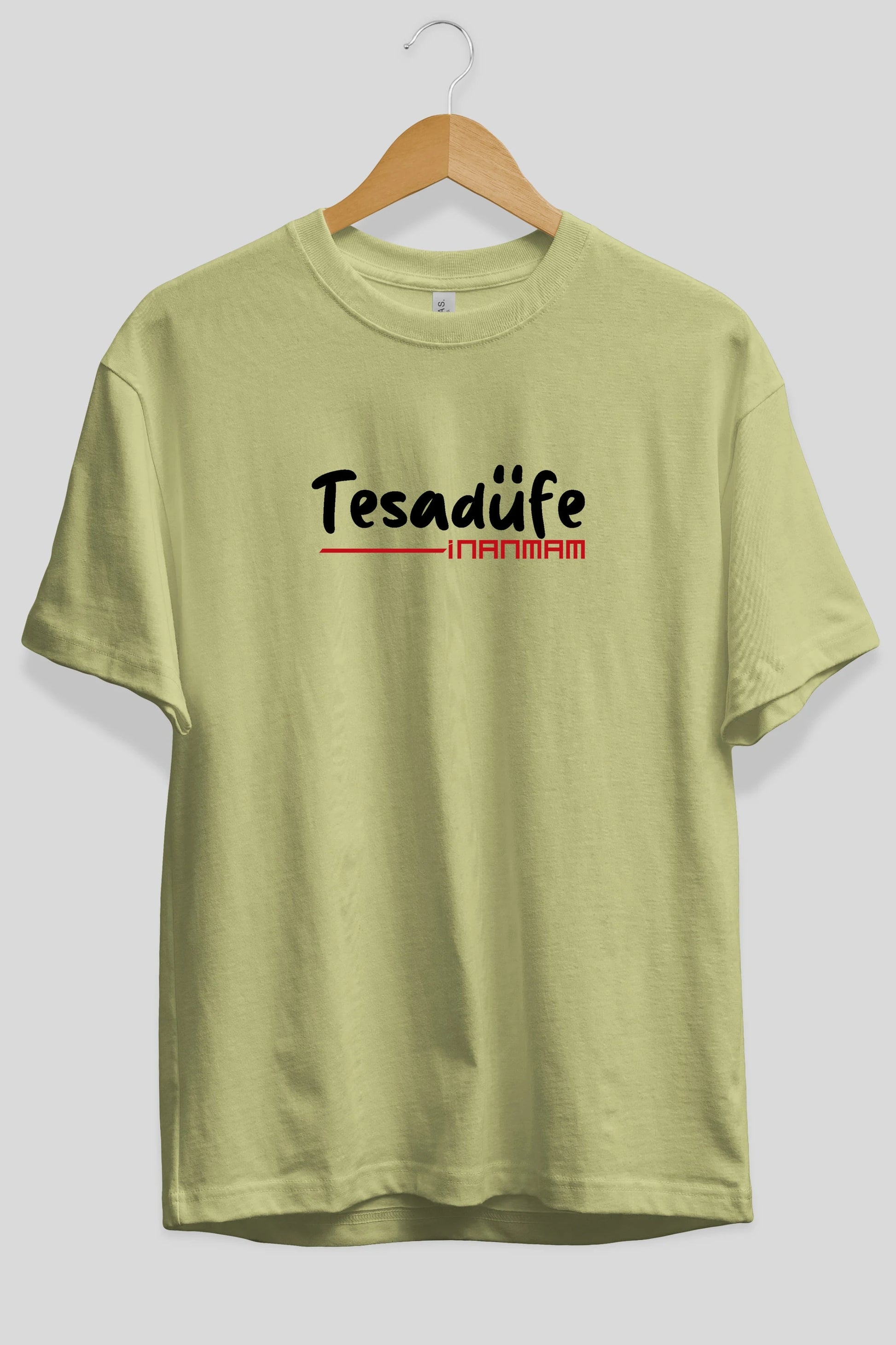 Tesadüfe İnanmam Ön Baskılı Oversize t-shirt %100 pamuk Erkek Kadın Unisex