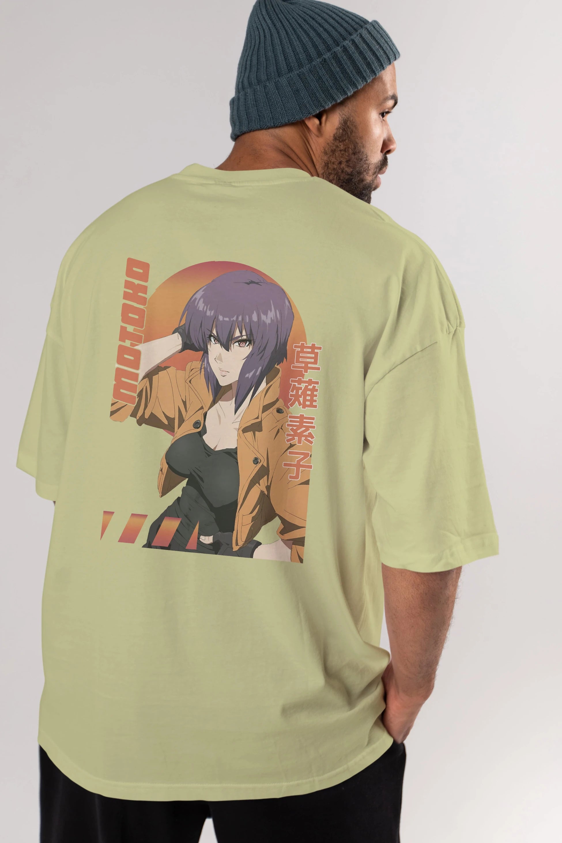 Motoko Kusanagi 9 Anime Arka Baskılı Oversize t-shirt Erkek Kadın Unisex