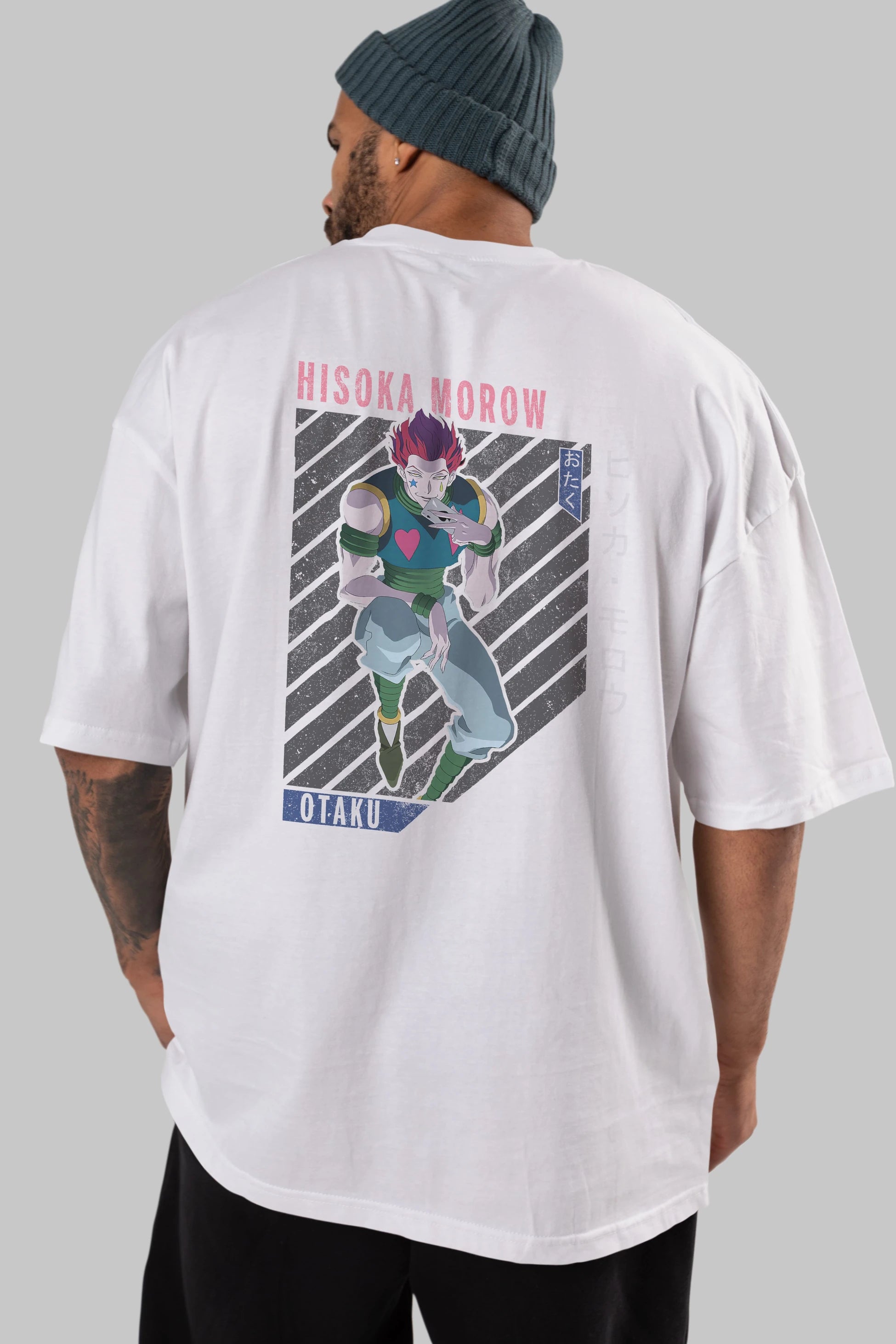 Hisoka Morow 2 2 Anime Arka Baskılı Oversize t-shirt Erkek Kadın Unisex