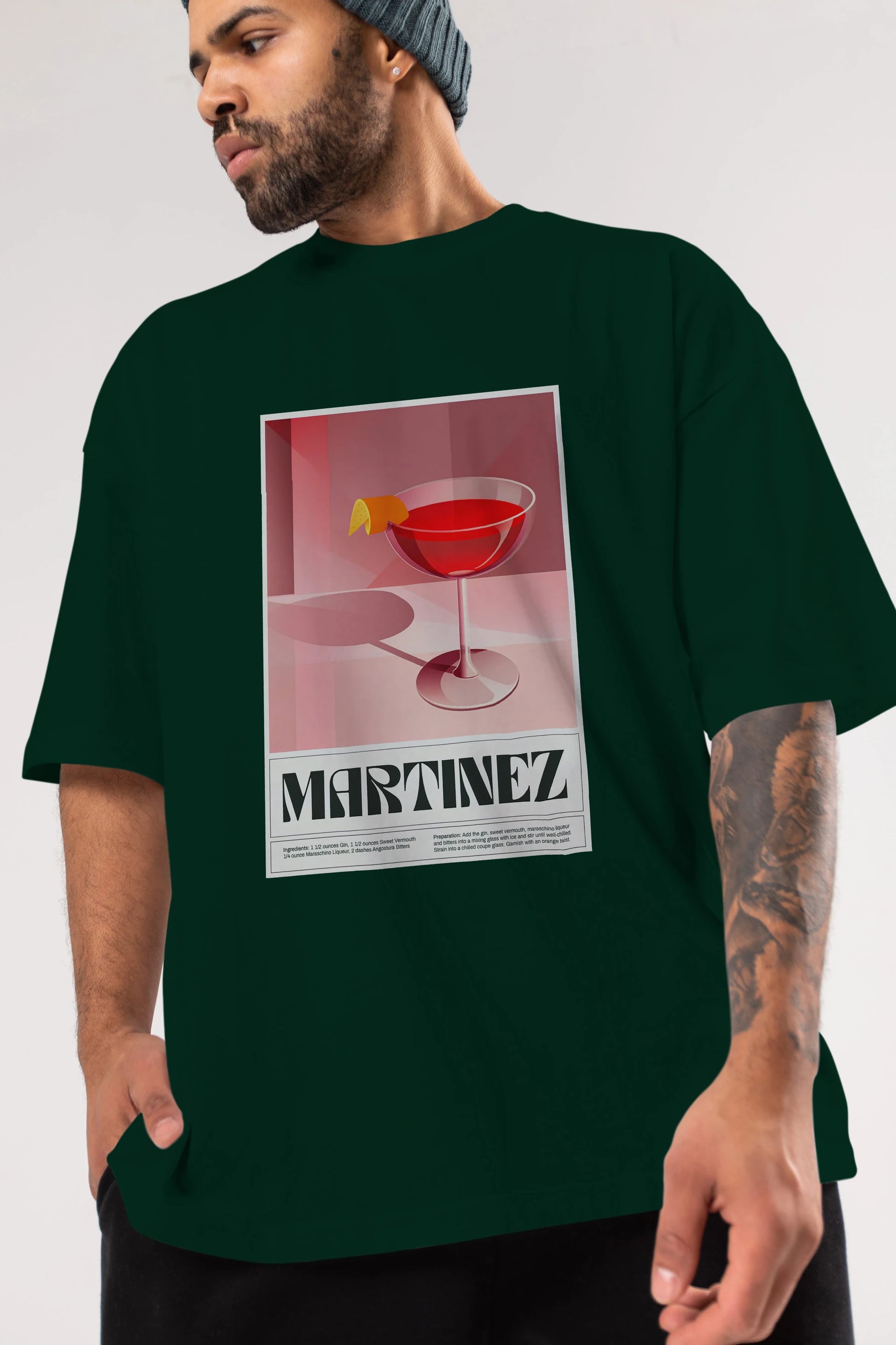 Martinez Ön Baskılı Oversize t-shirt Erkek Kadın Unisex %100 Pamuk Bisiklet Yaka tişort