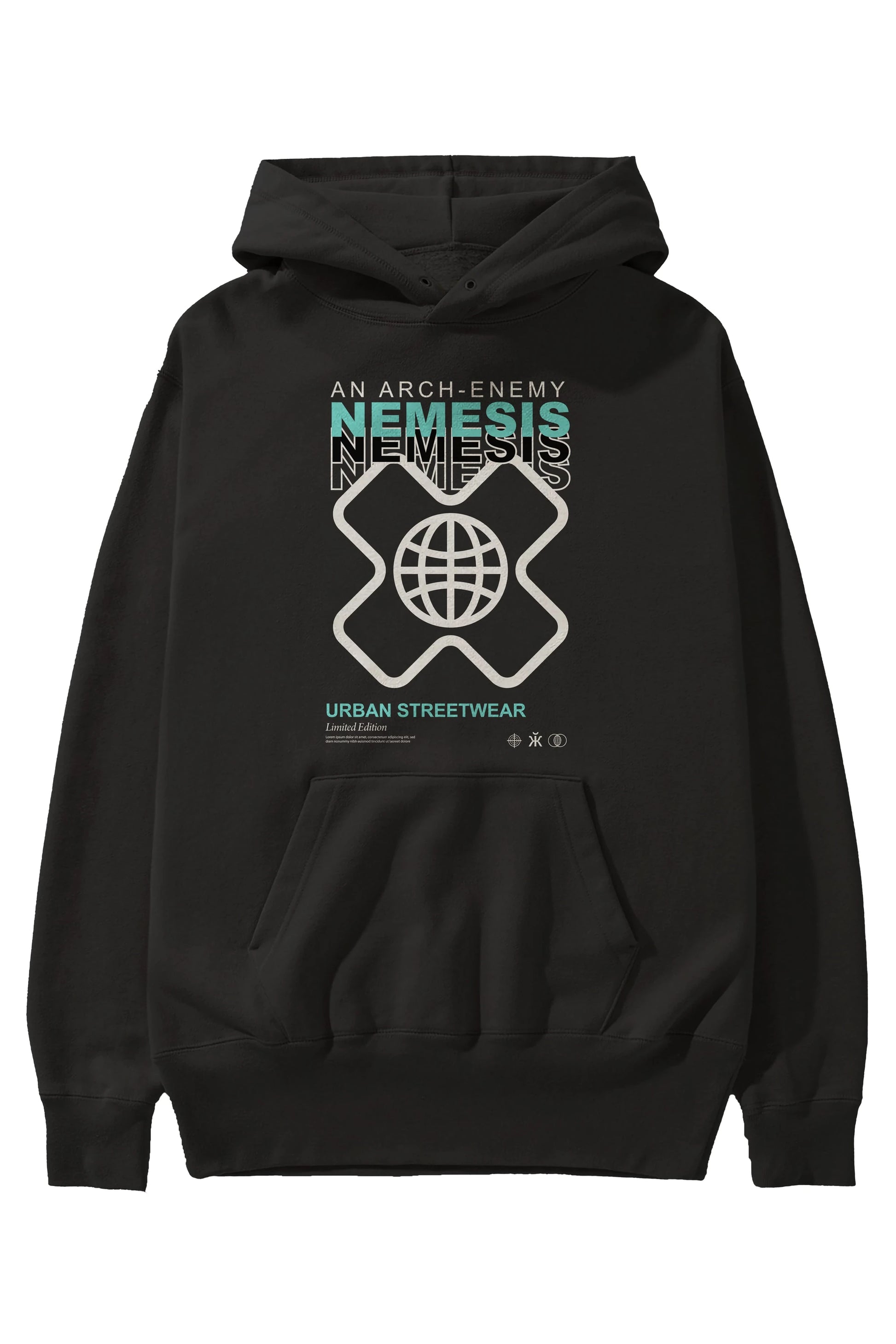 Nemesis Urban Ön Baskılı Hoodie Oversize Kapüşonlu Sweatshirt Erkek Kadın Unisex