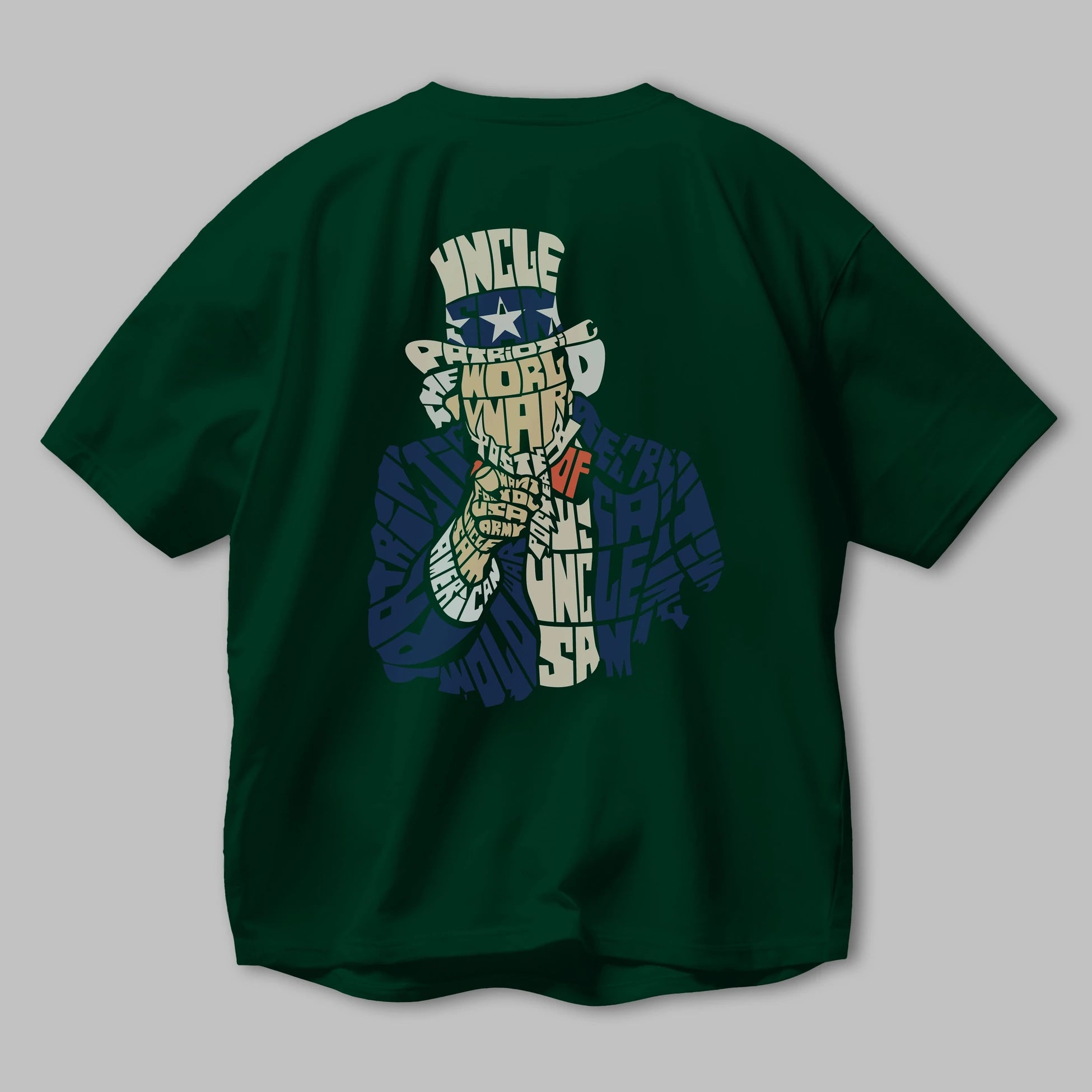 Uncle Sam Arka Baskılı Oversize t-shirt %100 pamuk Erkek Kadın Unisex