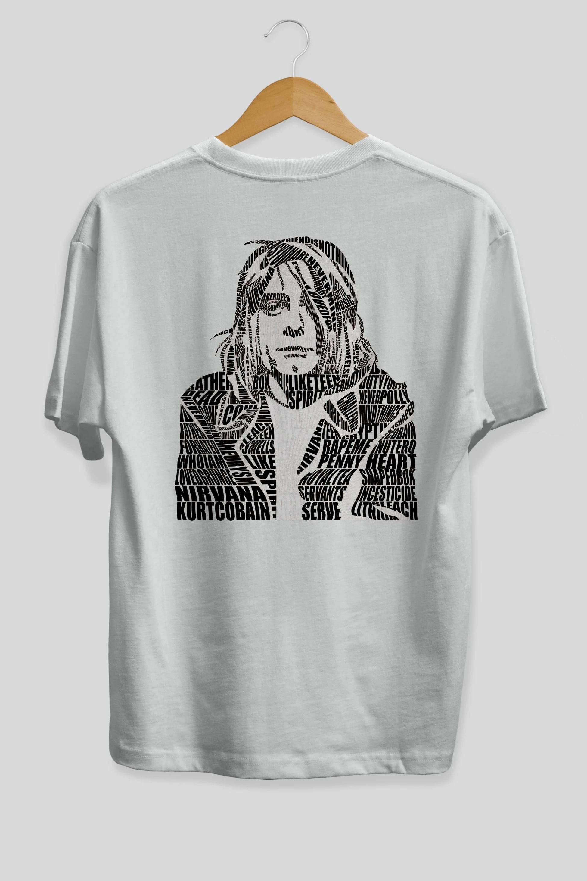 Kurt Cobain Calligram Arka Baskılı Oversize t-shirt %100 pamuk Erkek Kadın Unisex