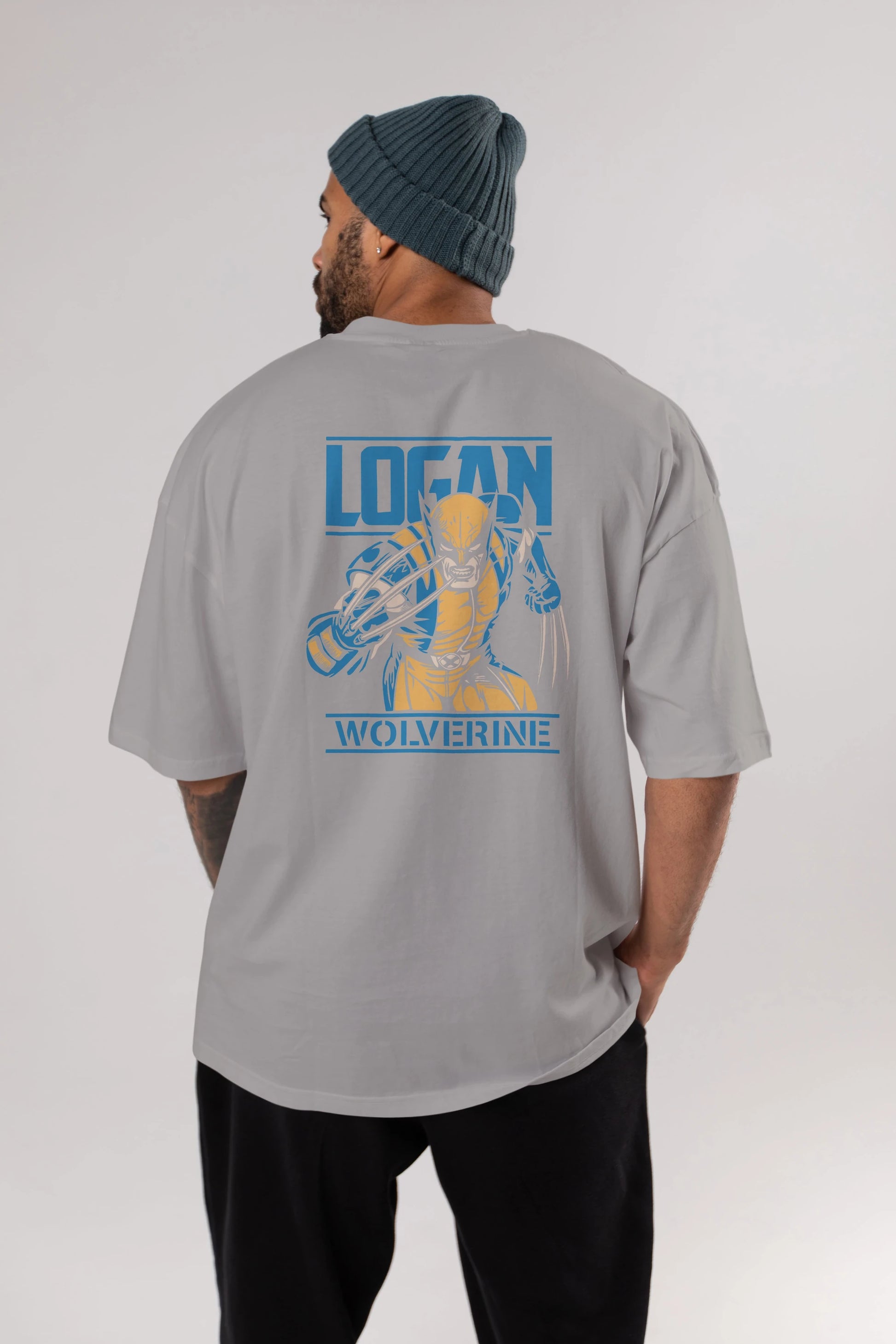 Wolverine Logan Arka Baskılı Oversize t-shirt Erkek Kadın Unisex %100 Pamuk Bisiklet Yaka tişort