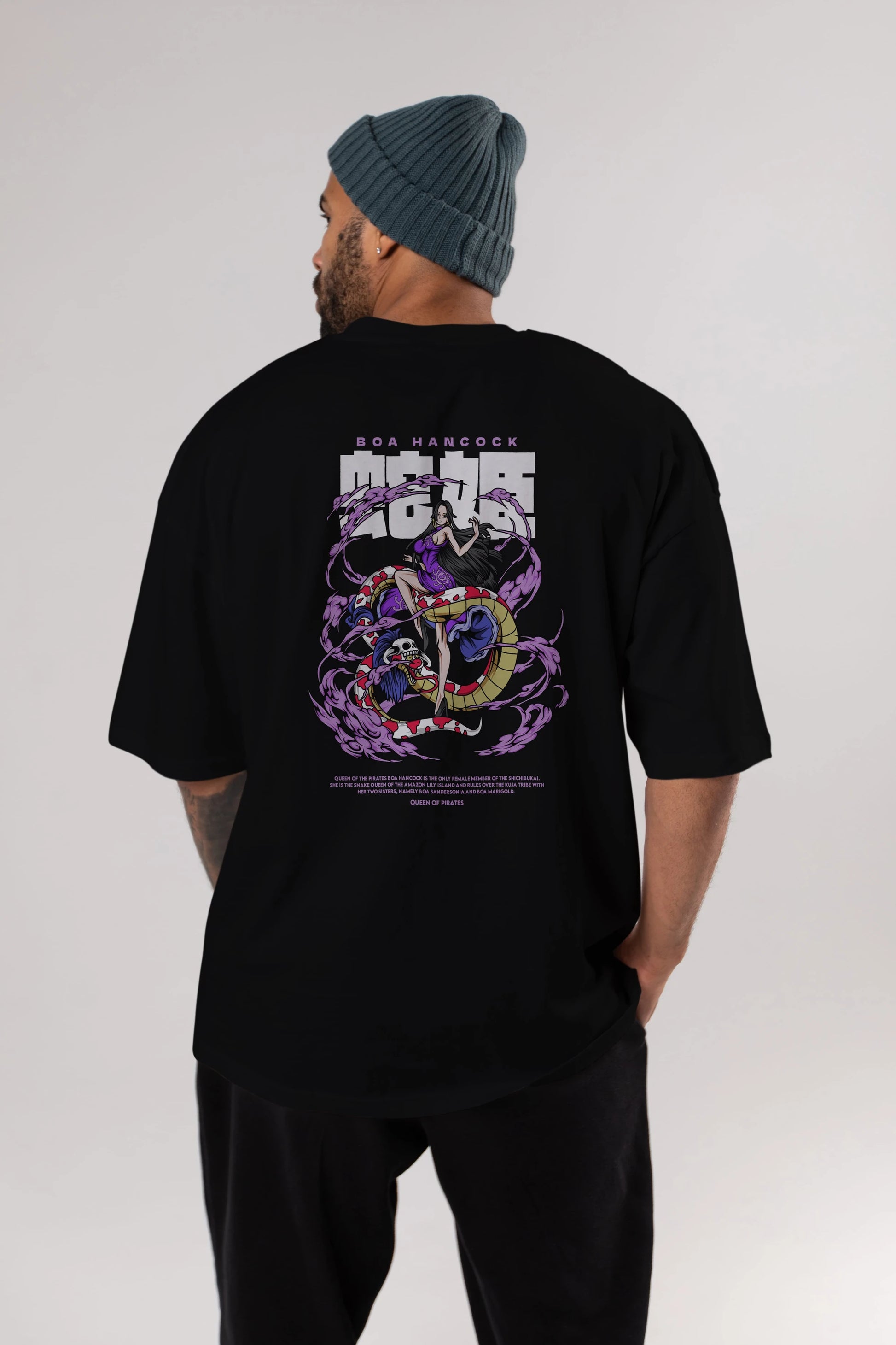 Boa Hancock Anime Arka Baskılı Oversize t-shirt Erkek Kadın Unisex