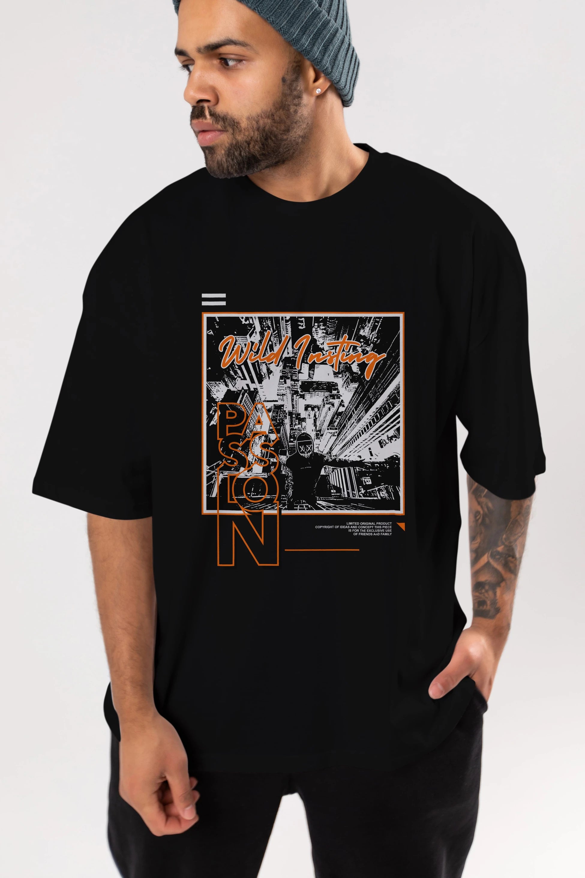 Wild Passion Ön Baskılı Oversize t-shirt Erkek Kadın Unisex