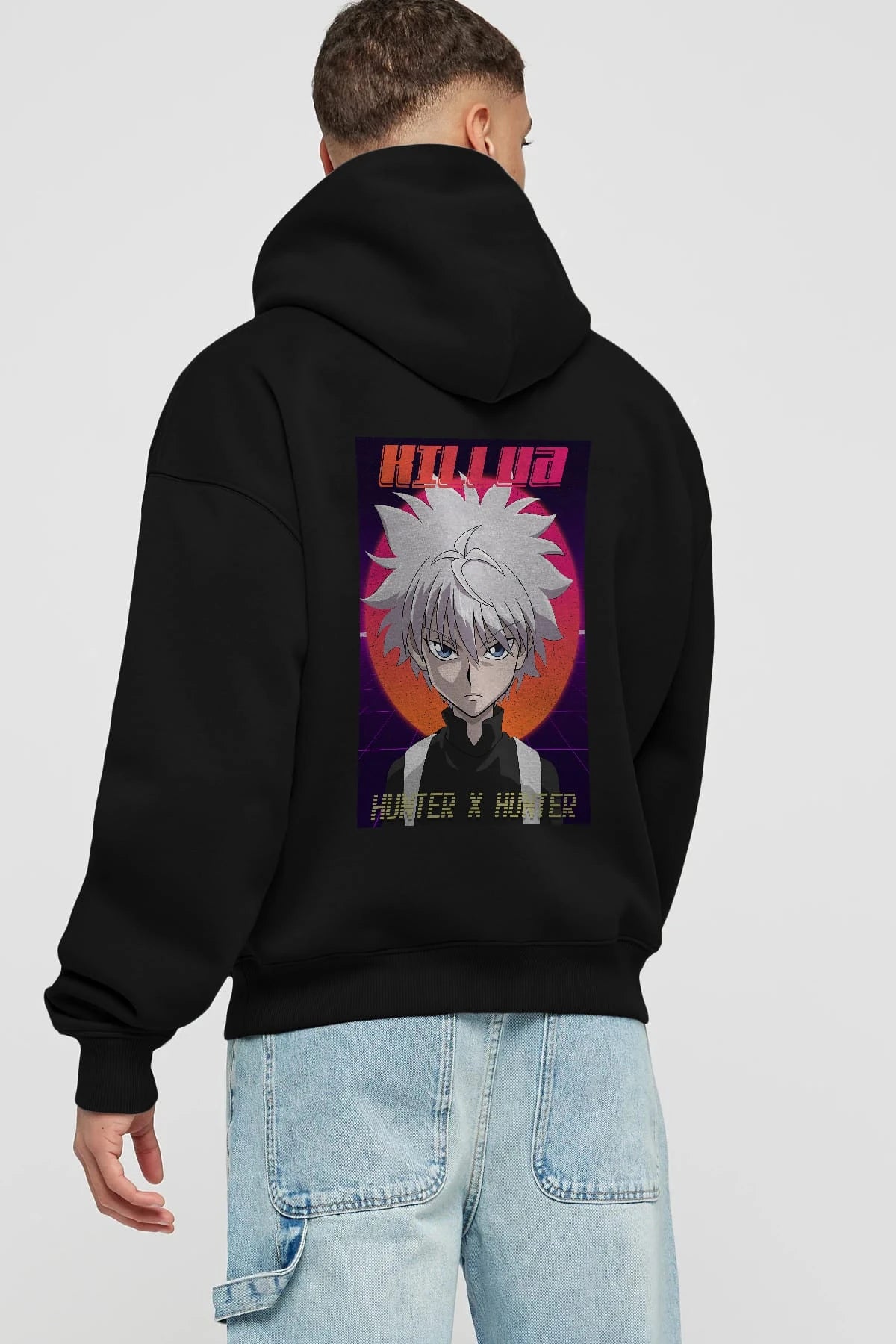 Killua Zoldyck 12 1 Anime Arka Baskılı Hoodie Oversize Kapüşonlu Sweatshirt Erkek Kadın Unisex