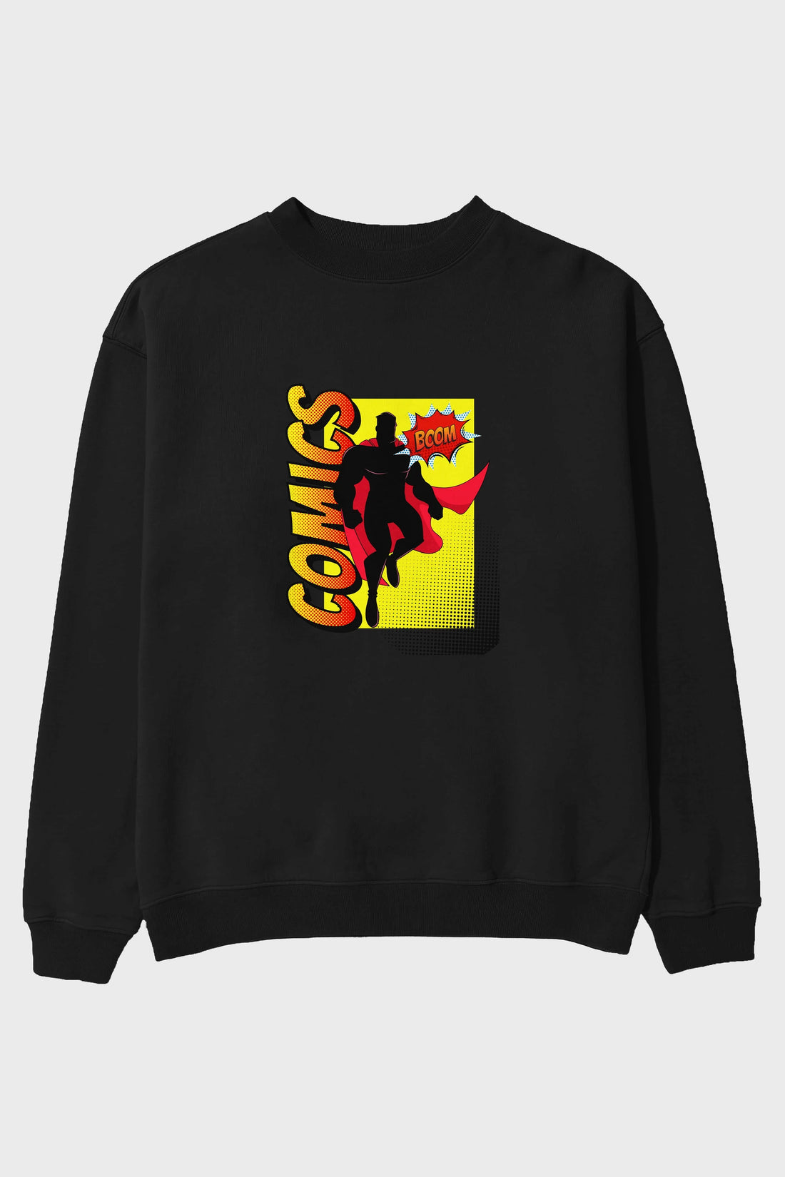 Comics Boom Ön Baskılı Oversize Sweatshirt Erkek Kadın Unisex