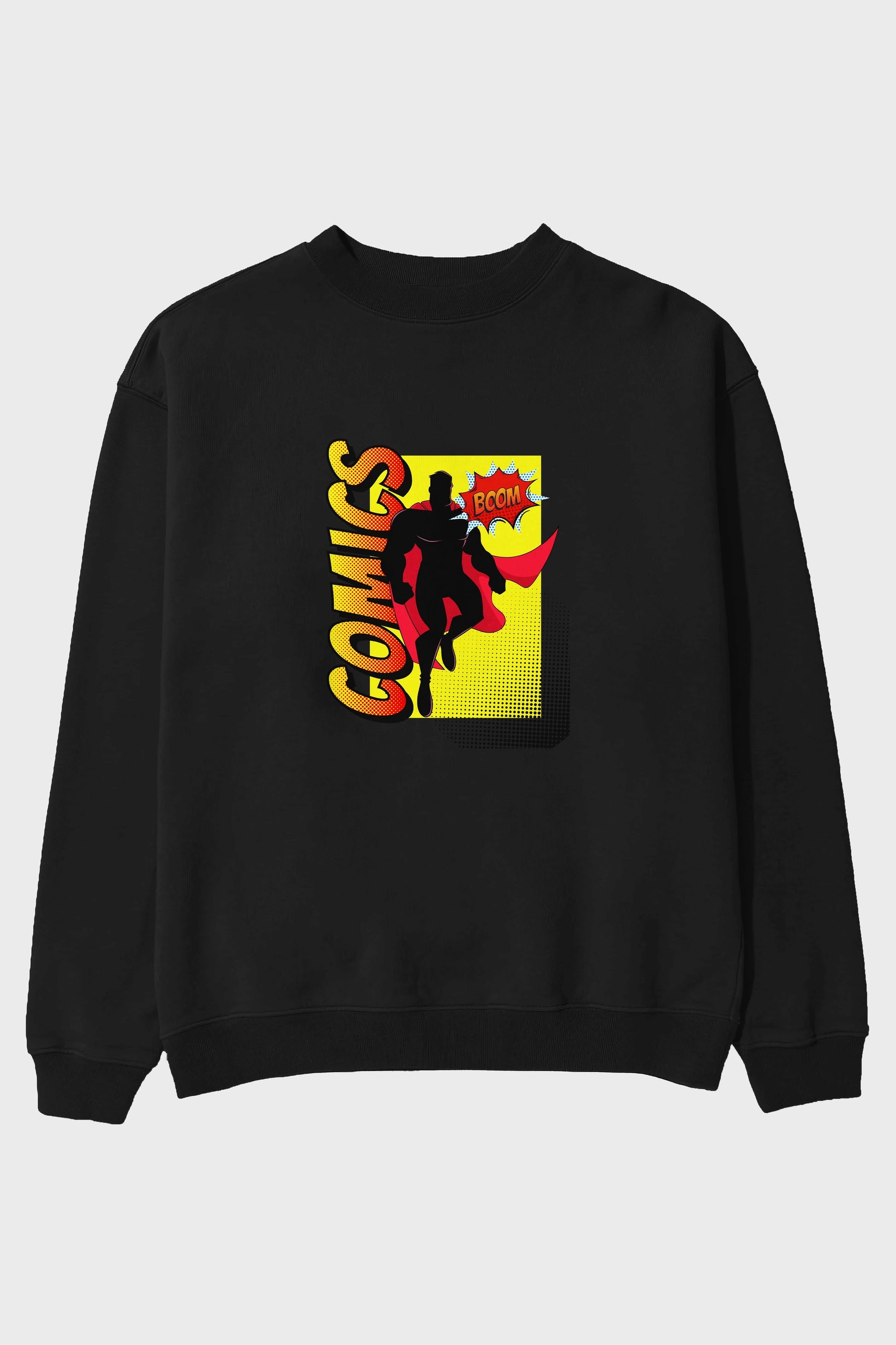 Comics Boom Ön Baskılı Oversize Sweatshirt Erkek Kadın Unisex