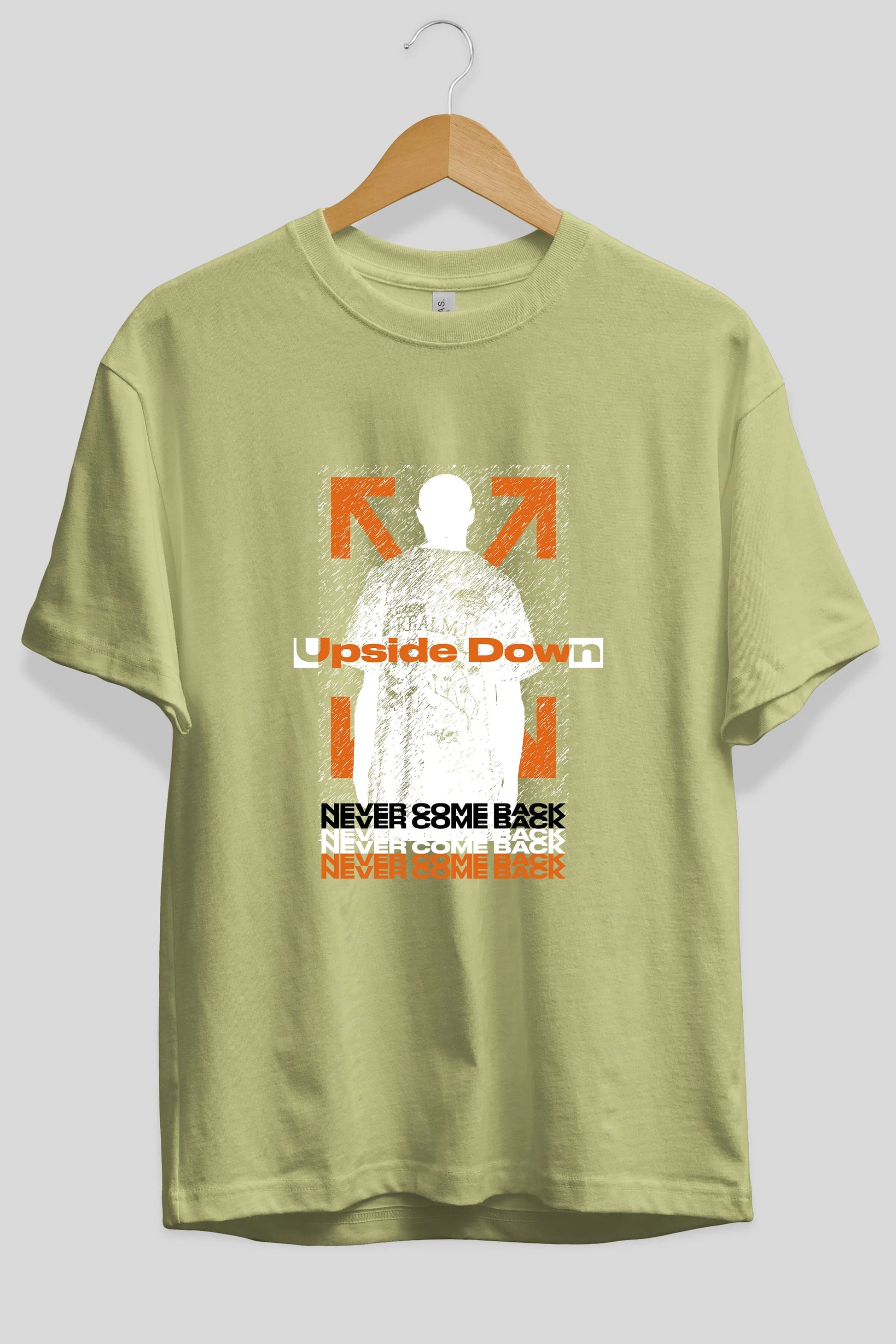 Upside Down Ön Baskılı Oversize t-shirt Erkek Kadın Unisex