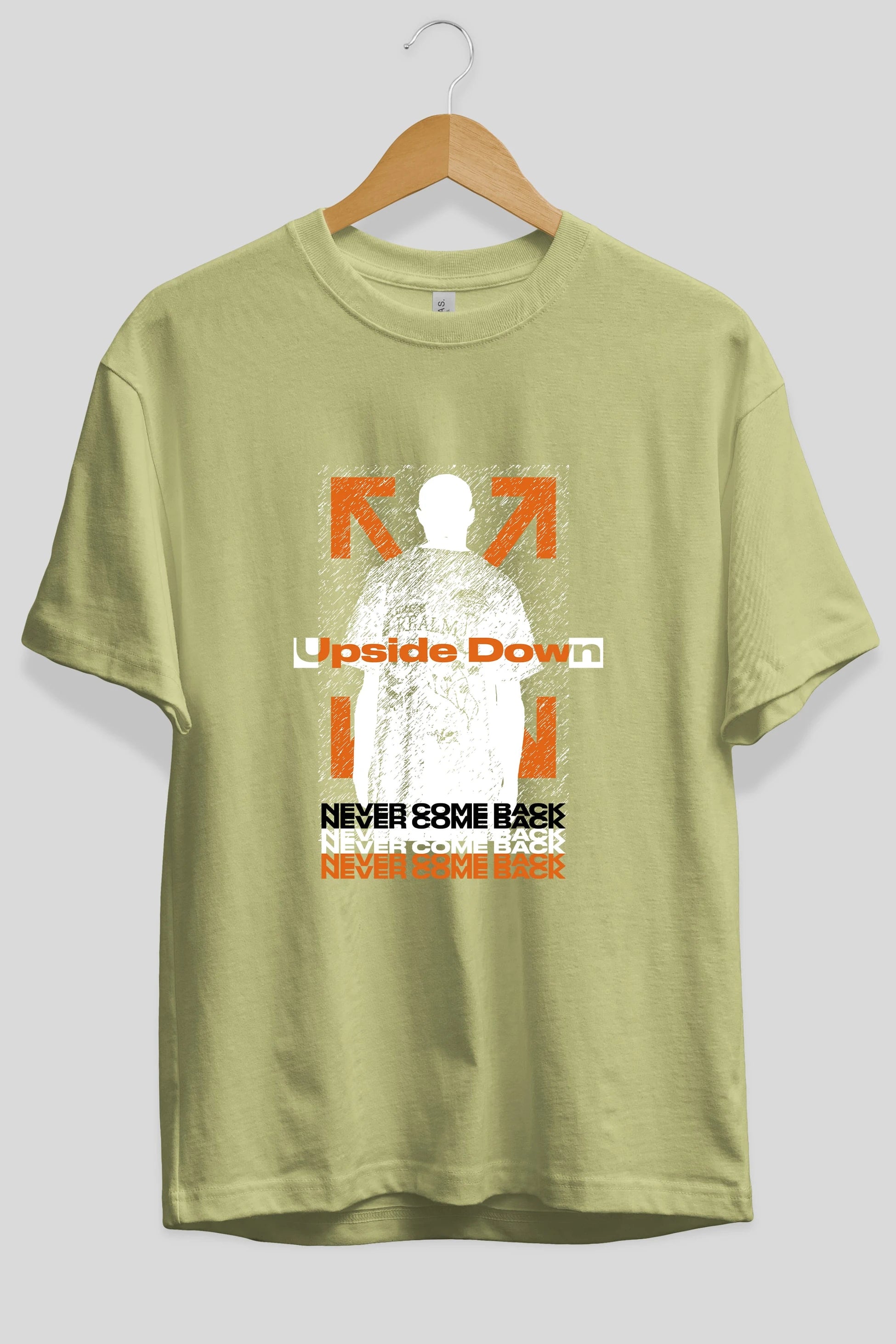 Upside Down Ön Baskılı Oversize t-shirt Erkek Kadın Unisex
