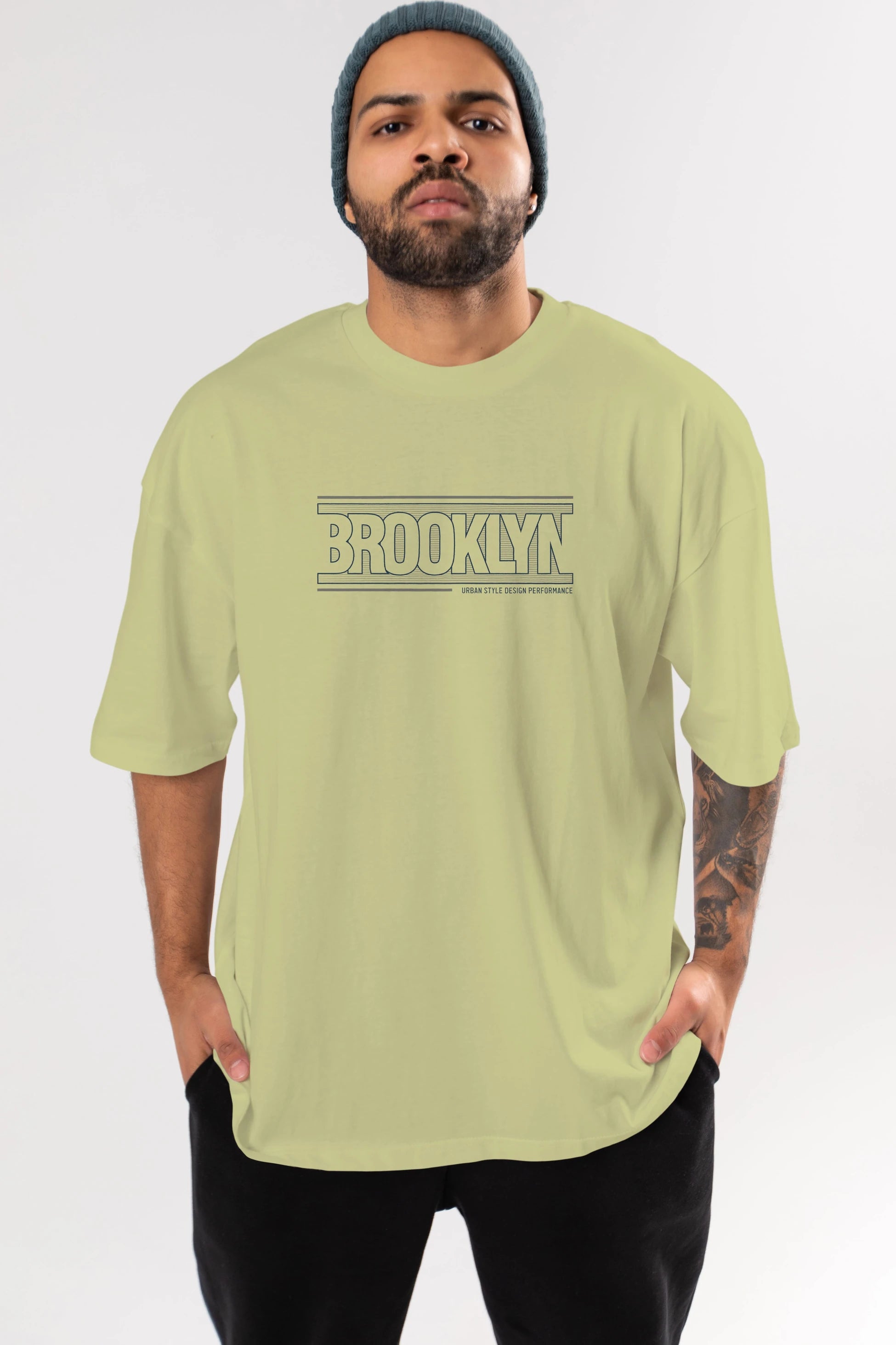 Brooklyn Ön Baskılı Oversize t-shirt Erkek Kadın Unisex
