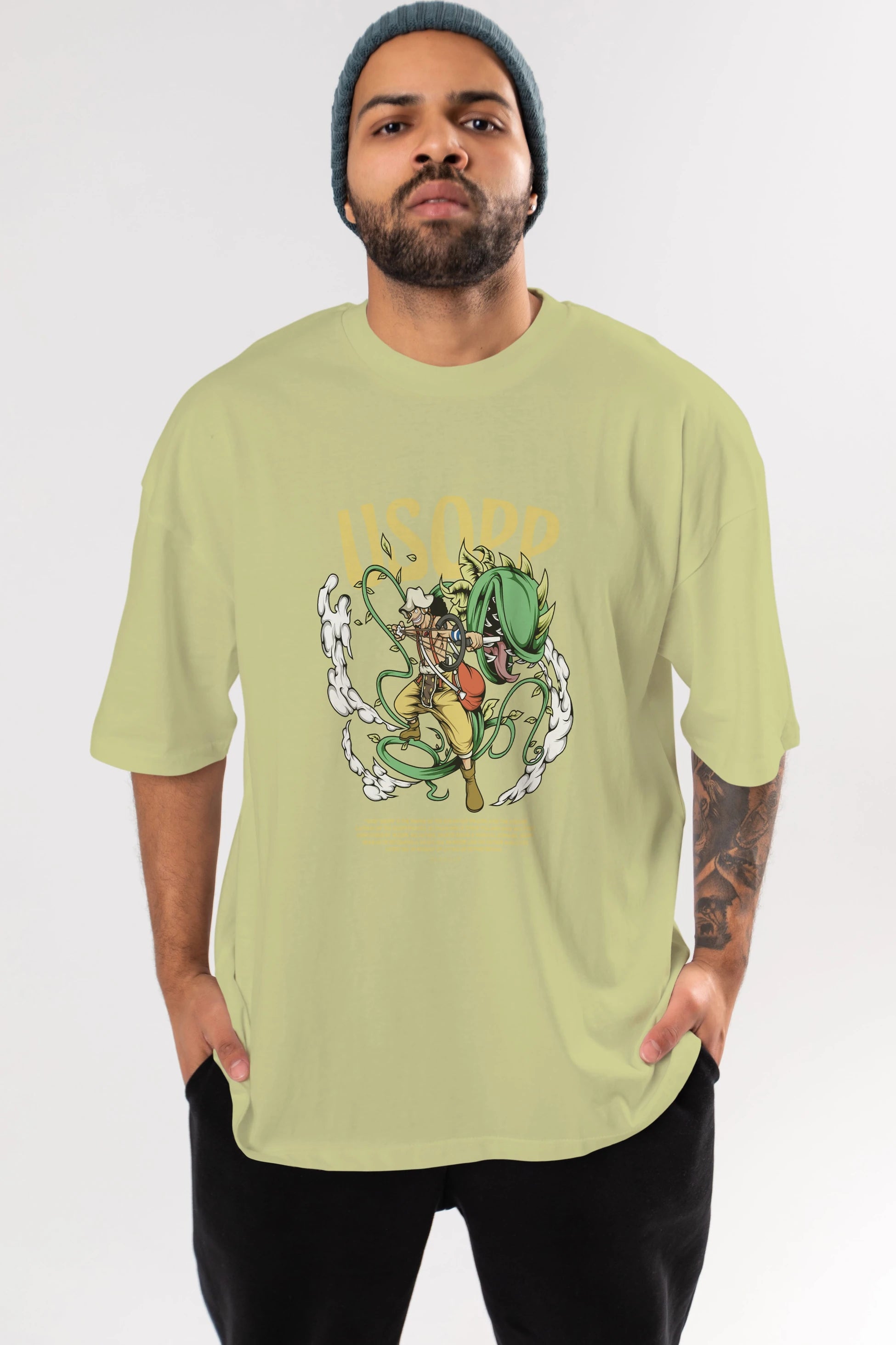Usopp Anime Ön Baskılı Oversize t-shirt %100 pamuk Erkek Kadın Unisex