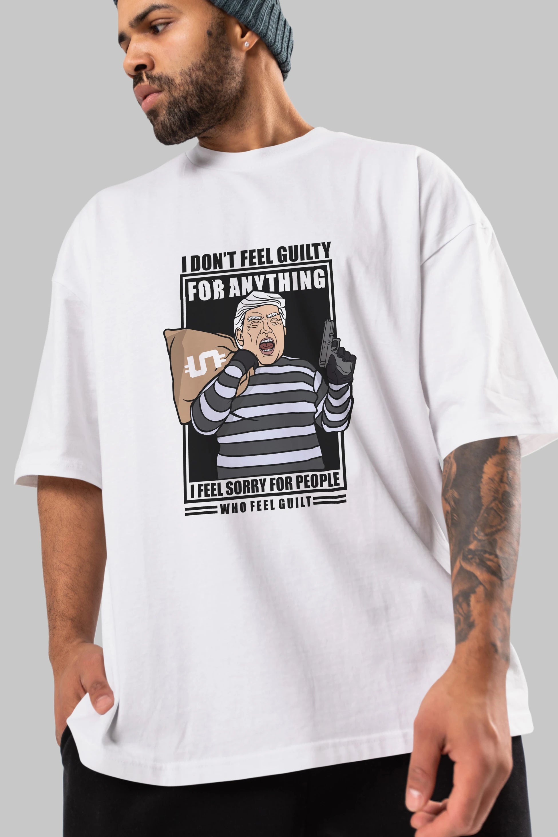 Criminal Trump Ön Baskılı Oversize t-shirt Erkek Kadın Unisex %100 Pamuk tişort
