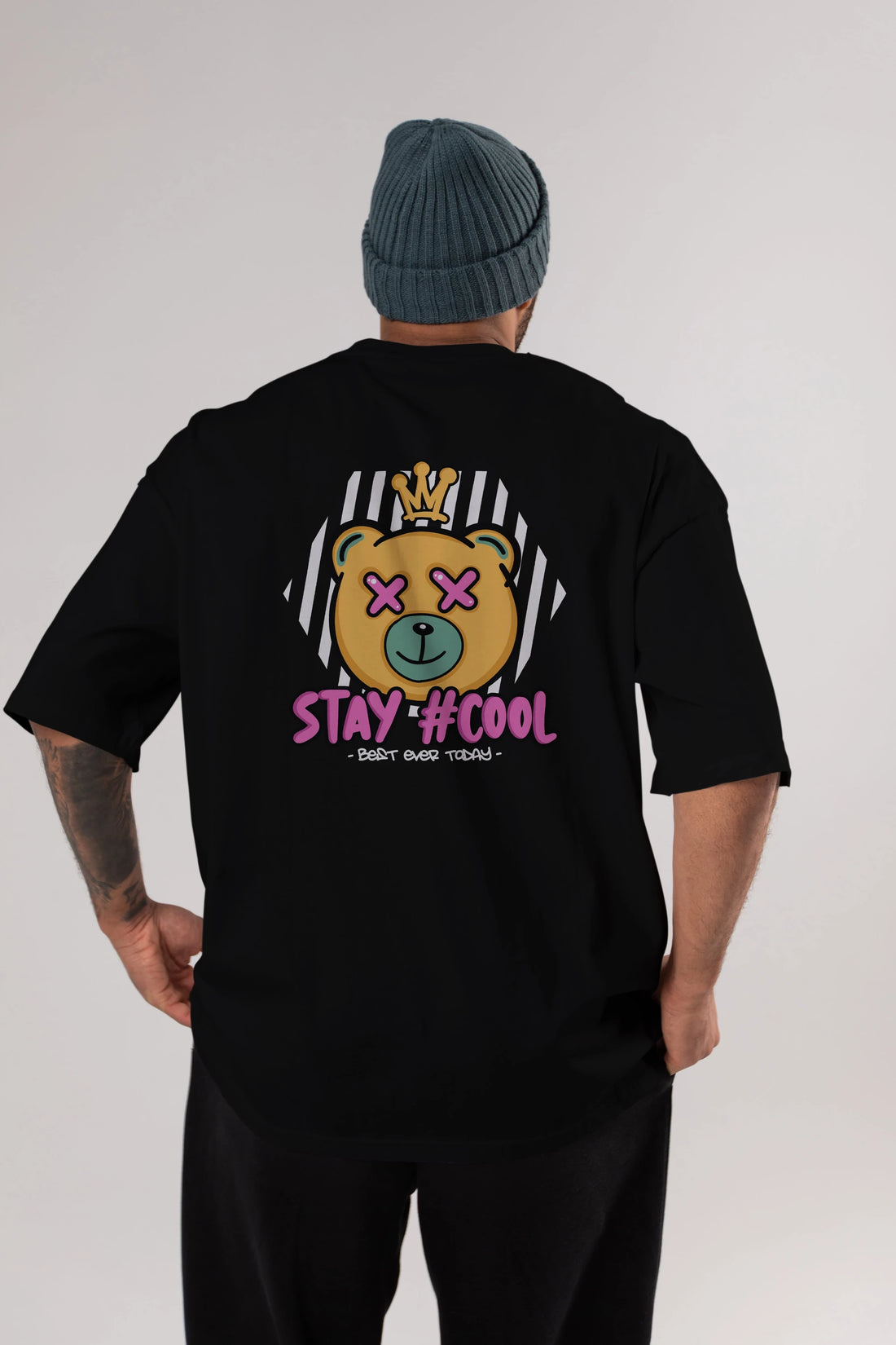 Stay Cool Bear Arka Baskılı Oversize t-shirt Erkek Kadın Unisex
