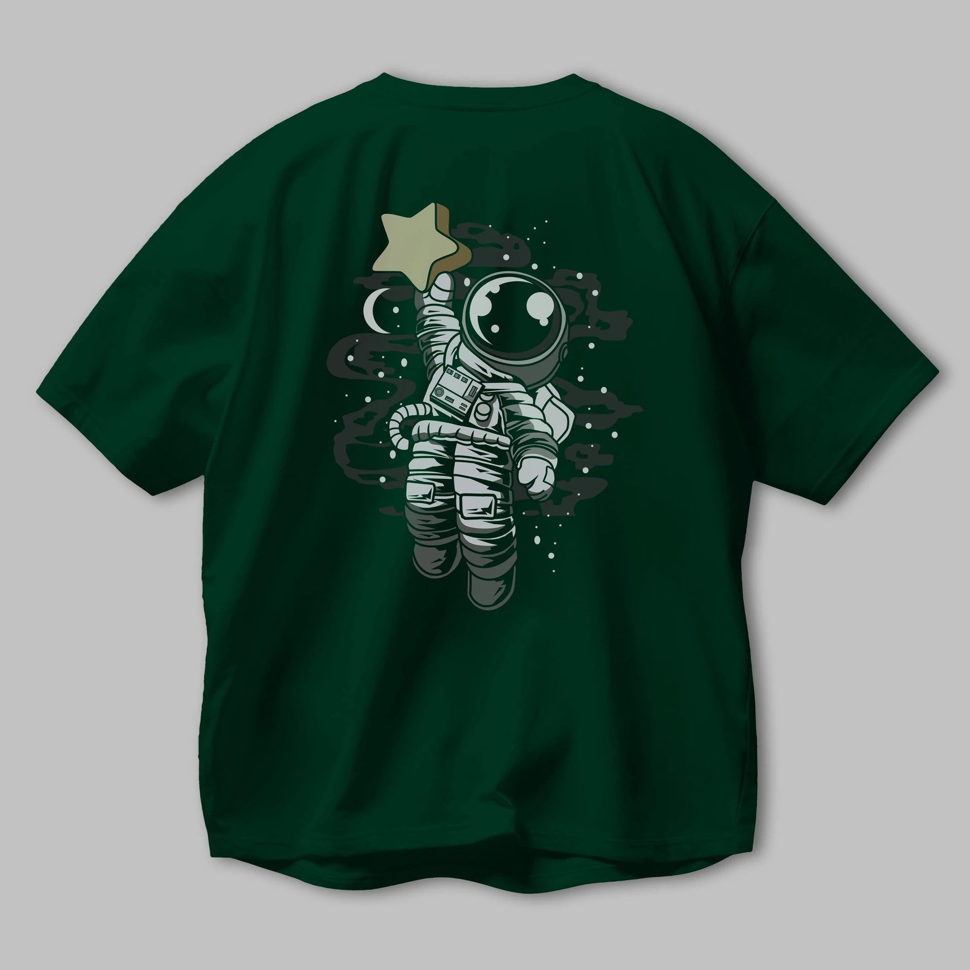 Astronaut Reach The Star Arka Baskılı Oversize t-shirt Erkek Kadın Unisex