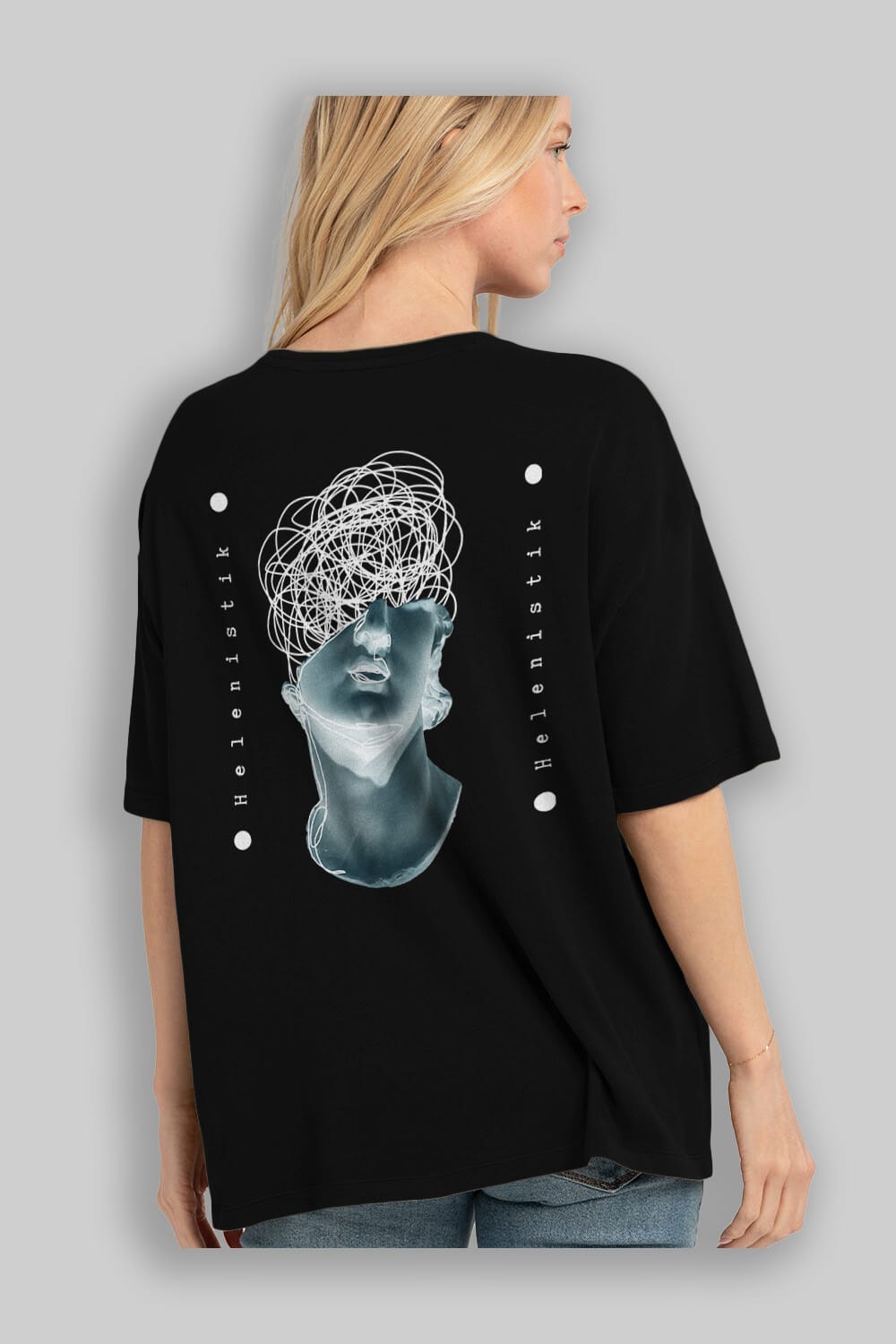 Heykel 2 Arka Baskılı Oversize t-shirt Erkek Kadın Unisex