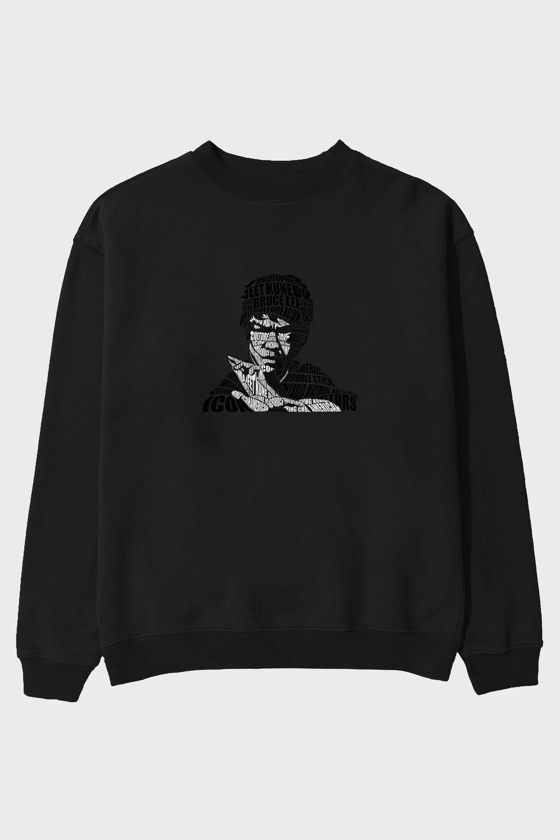Bruce Lee Calligram Ön Baskılı Oversize Sweatshirt Erkek Kadın Unisex