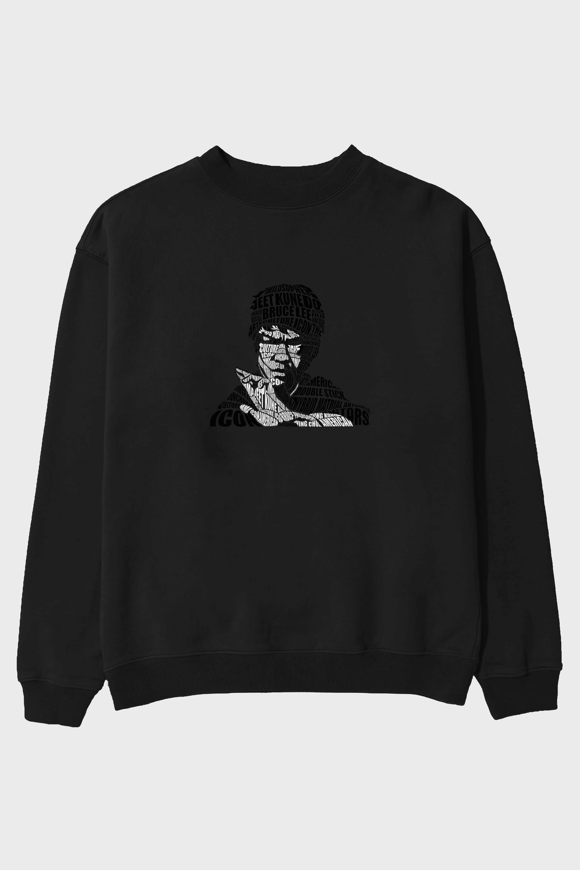 Bruce Lee Calligram Ön Baskılı Oversize Sweatshirt Erkek Kadın Unisex