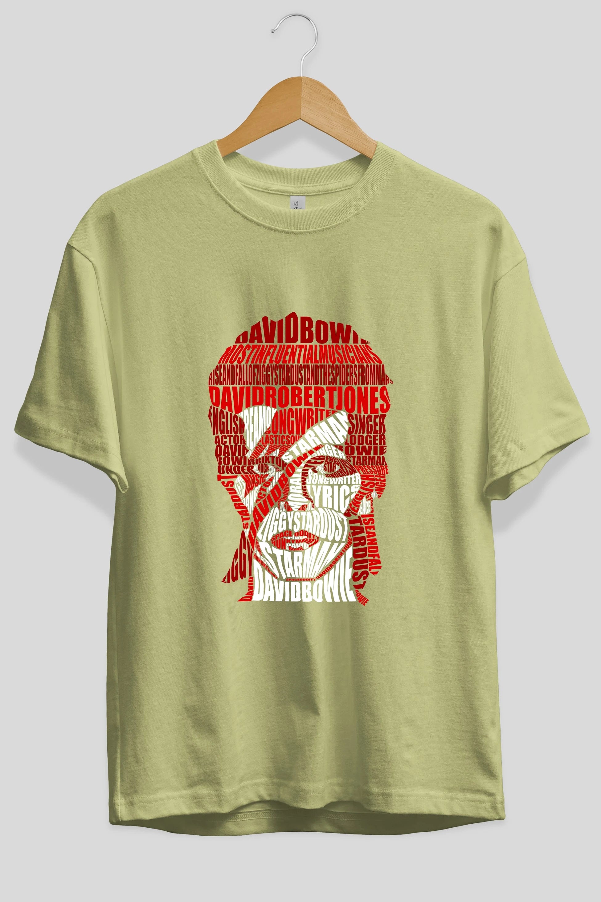 David Bowie Calligram Ön Baskılı Oversize t-shirt %100 pamuk Erkek Kadın Unisex