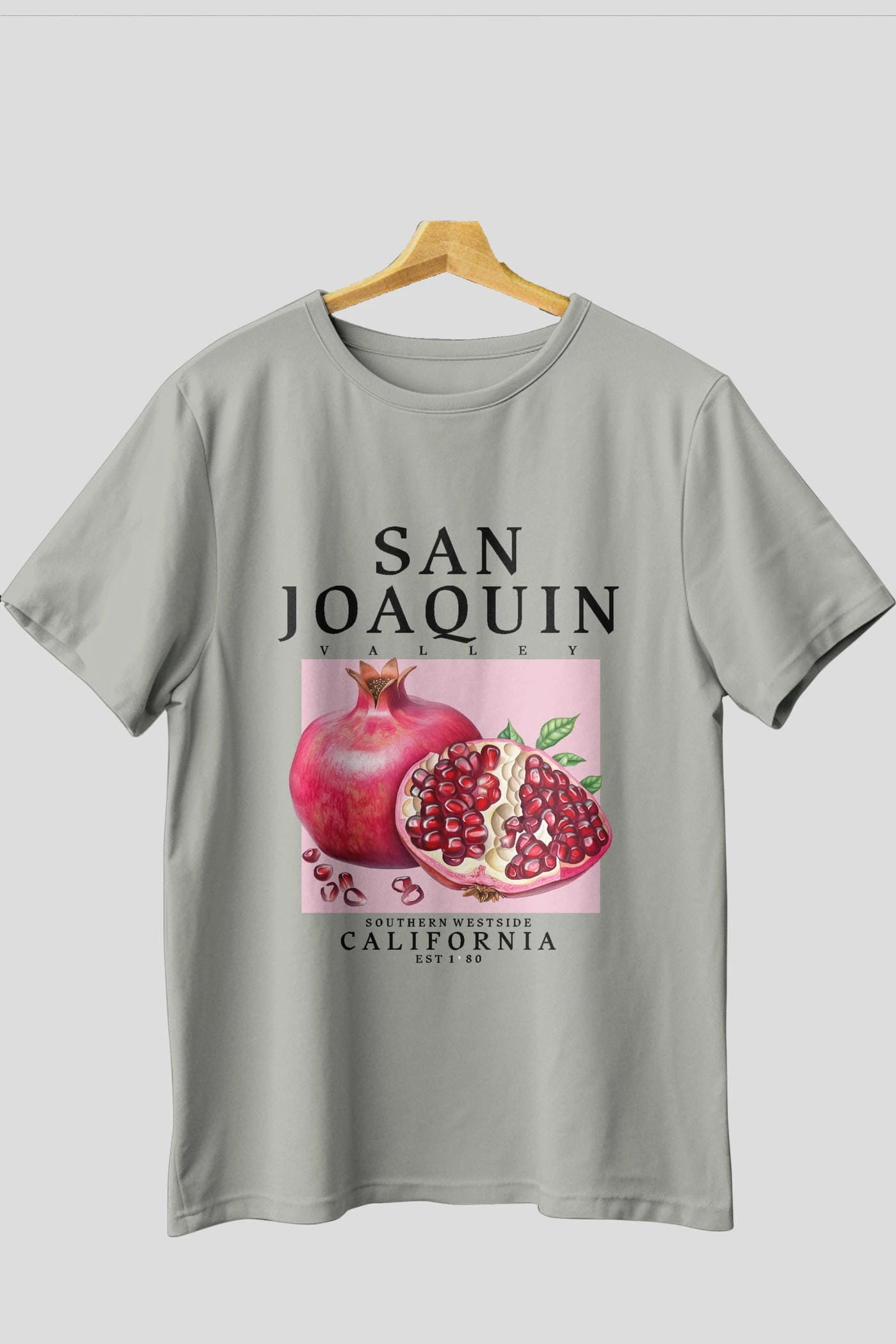San Joaquin Nar Ön Baskılı Oversize t-shirt Erkek Kadın Pamuk Bisiklet Yaka tişort
