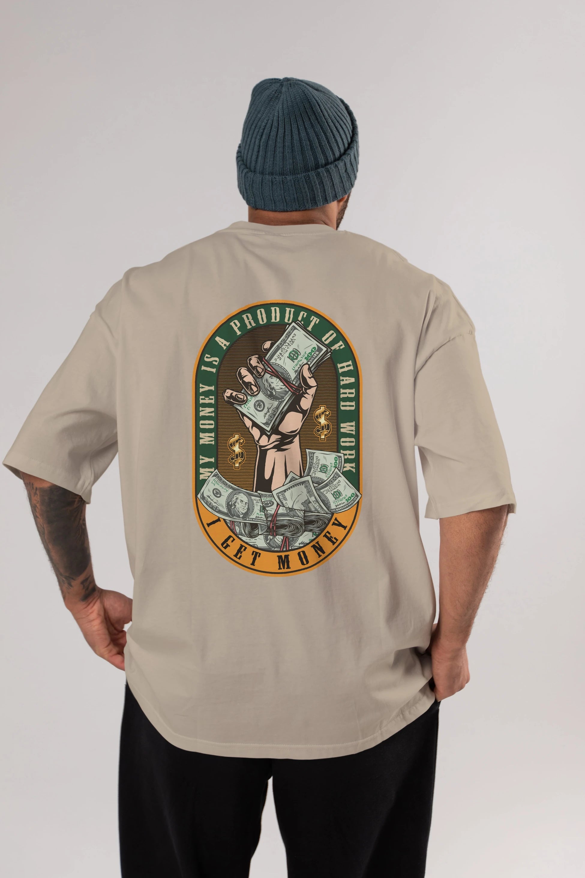 I Get Money Arka Baskılı Oversize t-shirt Erkek Kadın Unisex