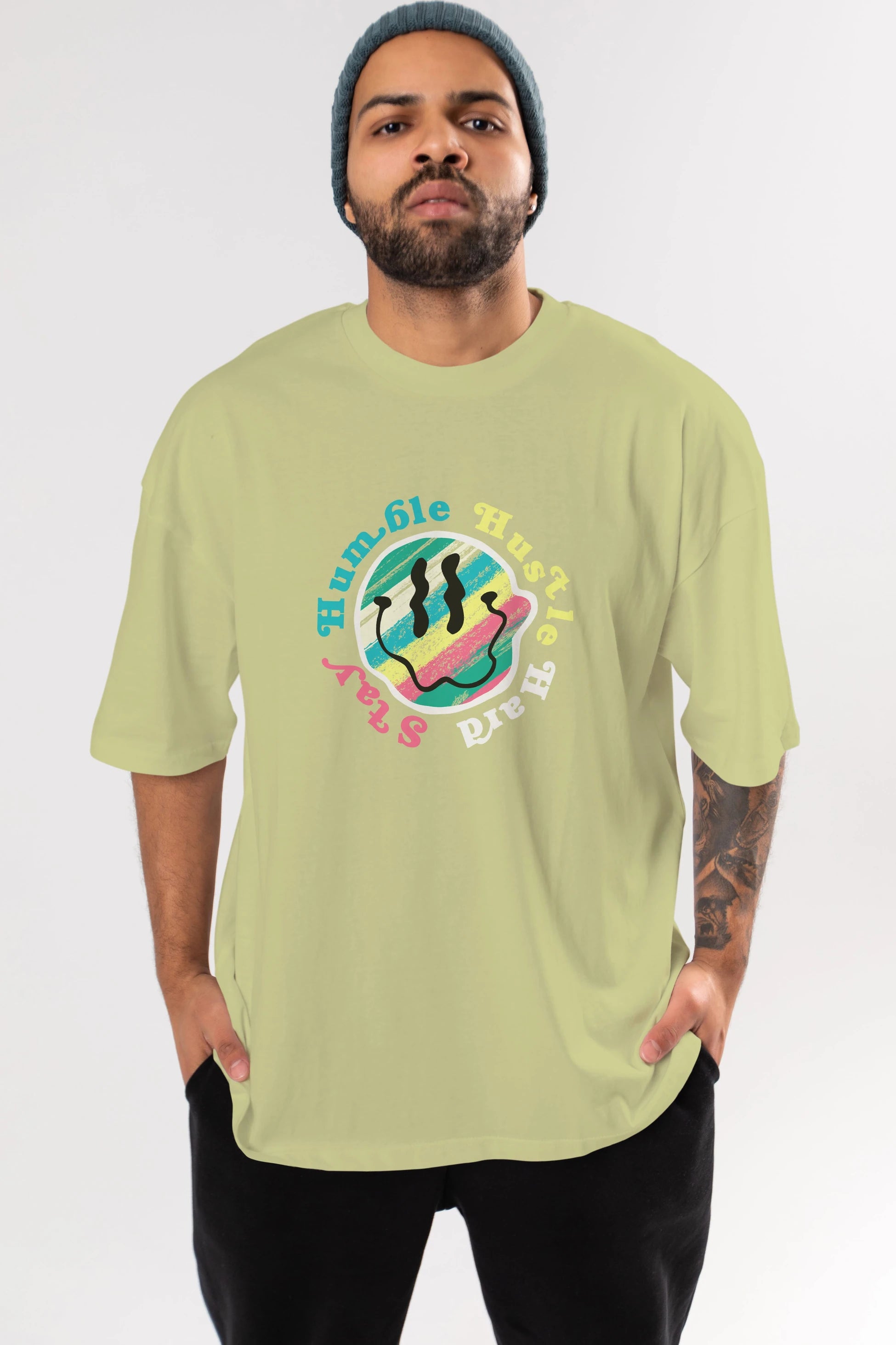 Stay Humble 2 Ön Baskılı Oversize t-shirt Erkek Kadın Unisex