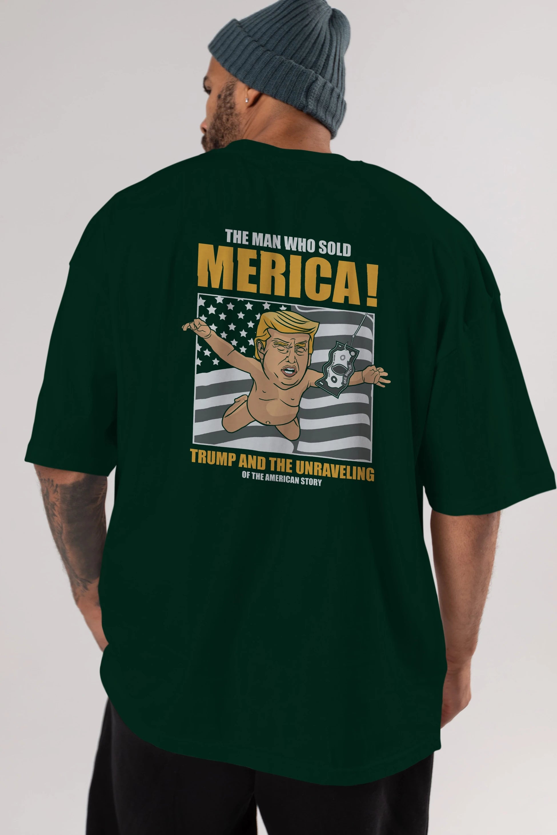 Trump Nirvana Arka Baskılı Oversize t-shirt Erkek Kadın Unisex %100 Pamuk tişort
