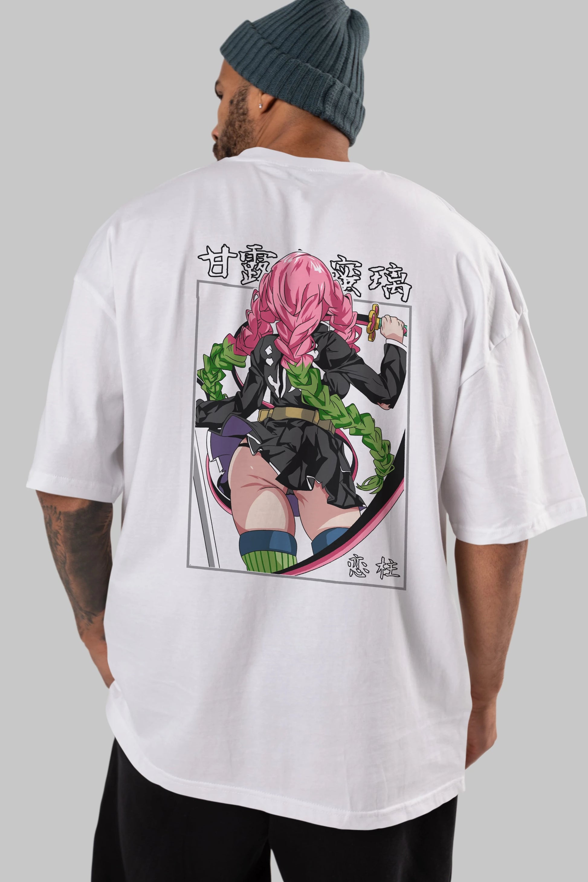 Mitsuri DEMONSLAYER Anime Arka Baskılı Oversize t-shirt Erkek Kadın Unisex