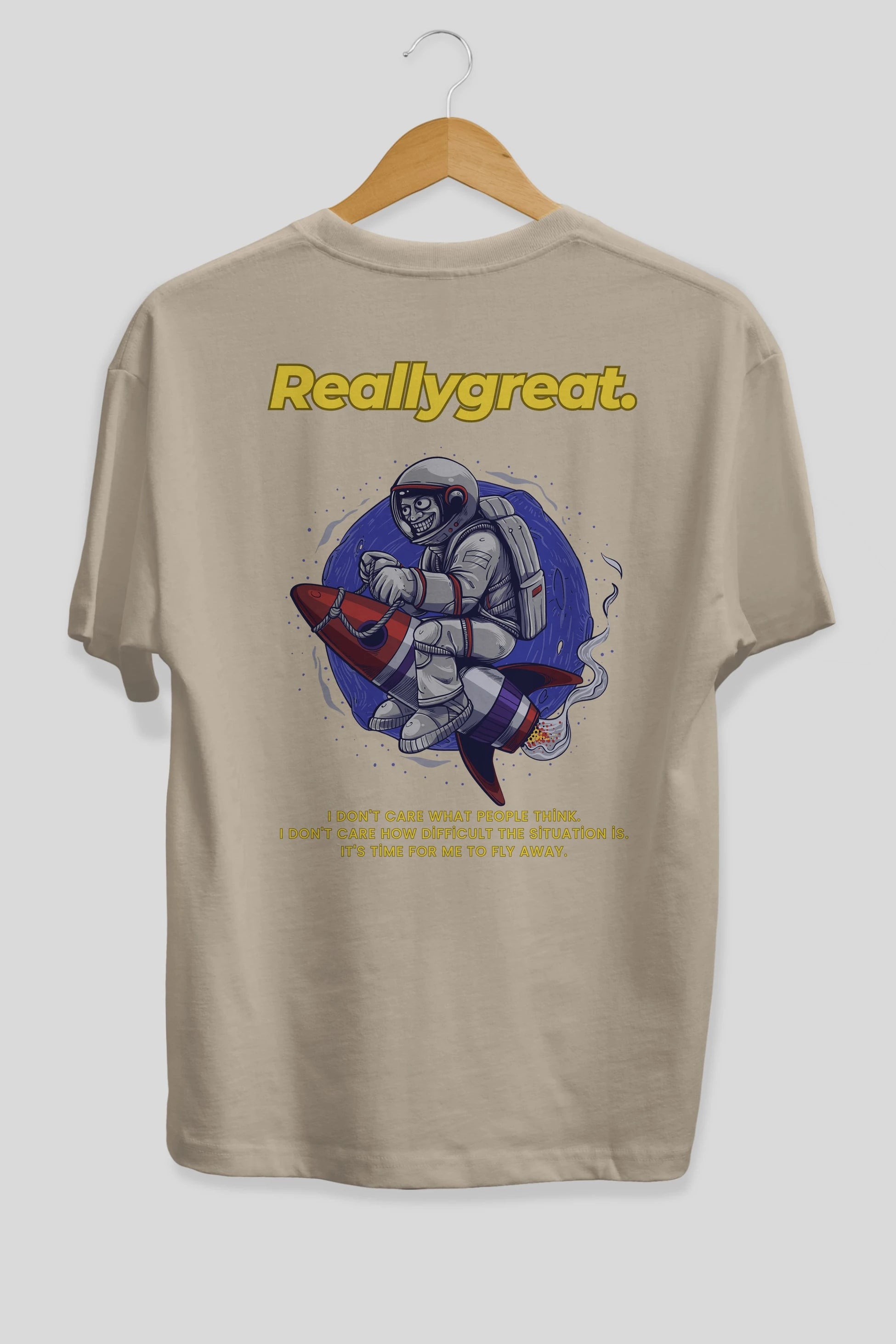 Reallygreat Astronaut Arka Baskılı Oversize t-shirt Erkek Kadın Unisex