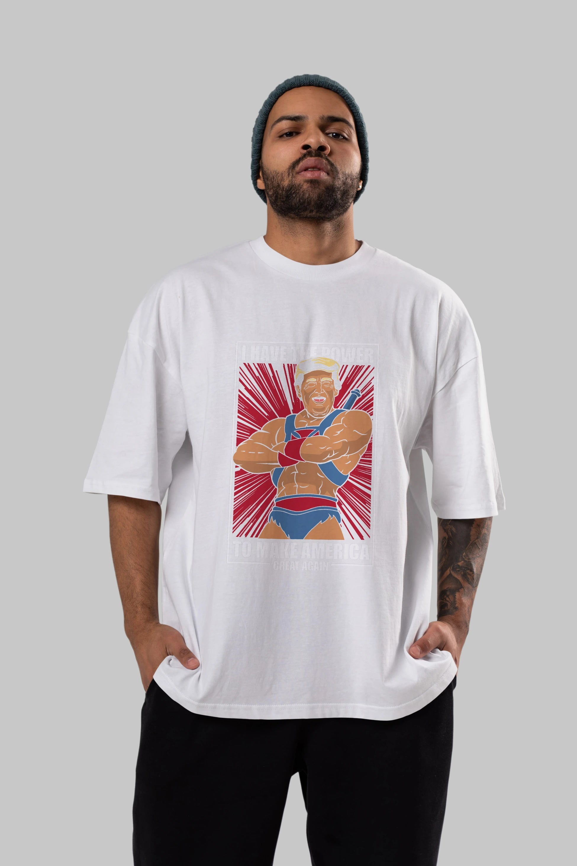 Trump Heman Ön Baskılı Oversize t-shirt Erkek Kadın Unisex %100 Pamuk tişort