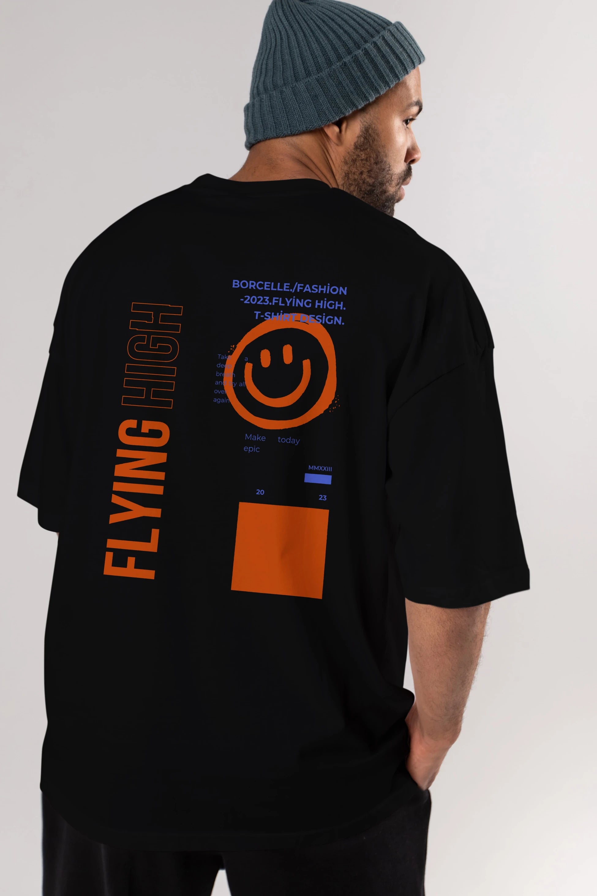 Flying High Yazılı Arka Baskılı Oversize t-shirt Erkek Kadın Unisex