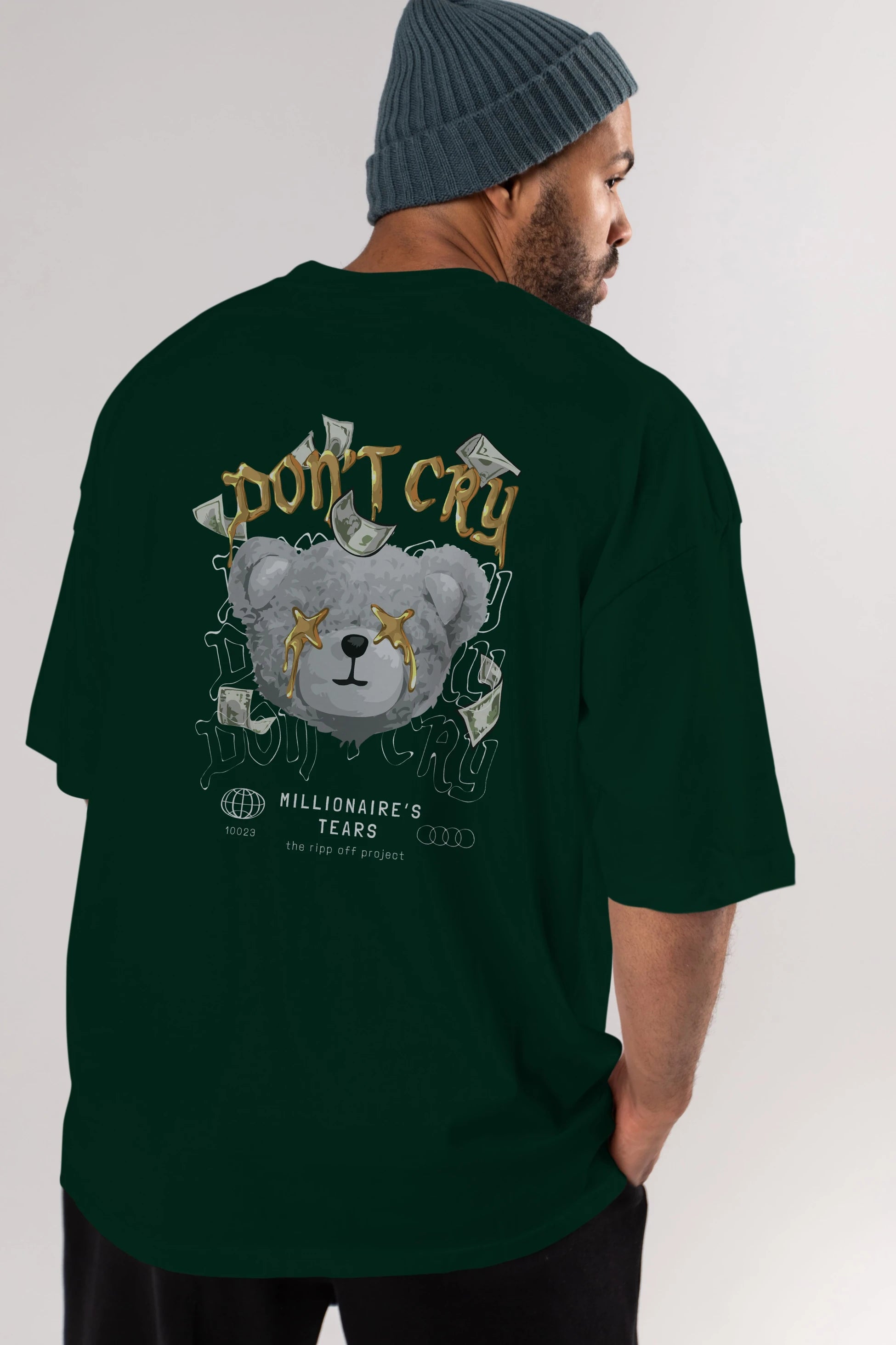 Dont Cry Bear Arka Baskılı Oversize t-shirt Erkek Kadın Unisex