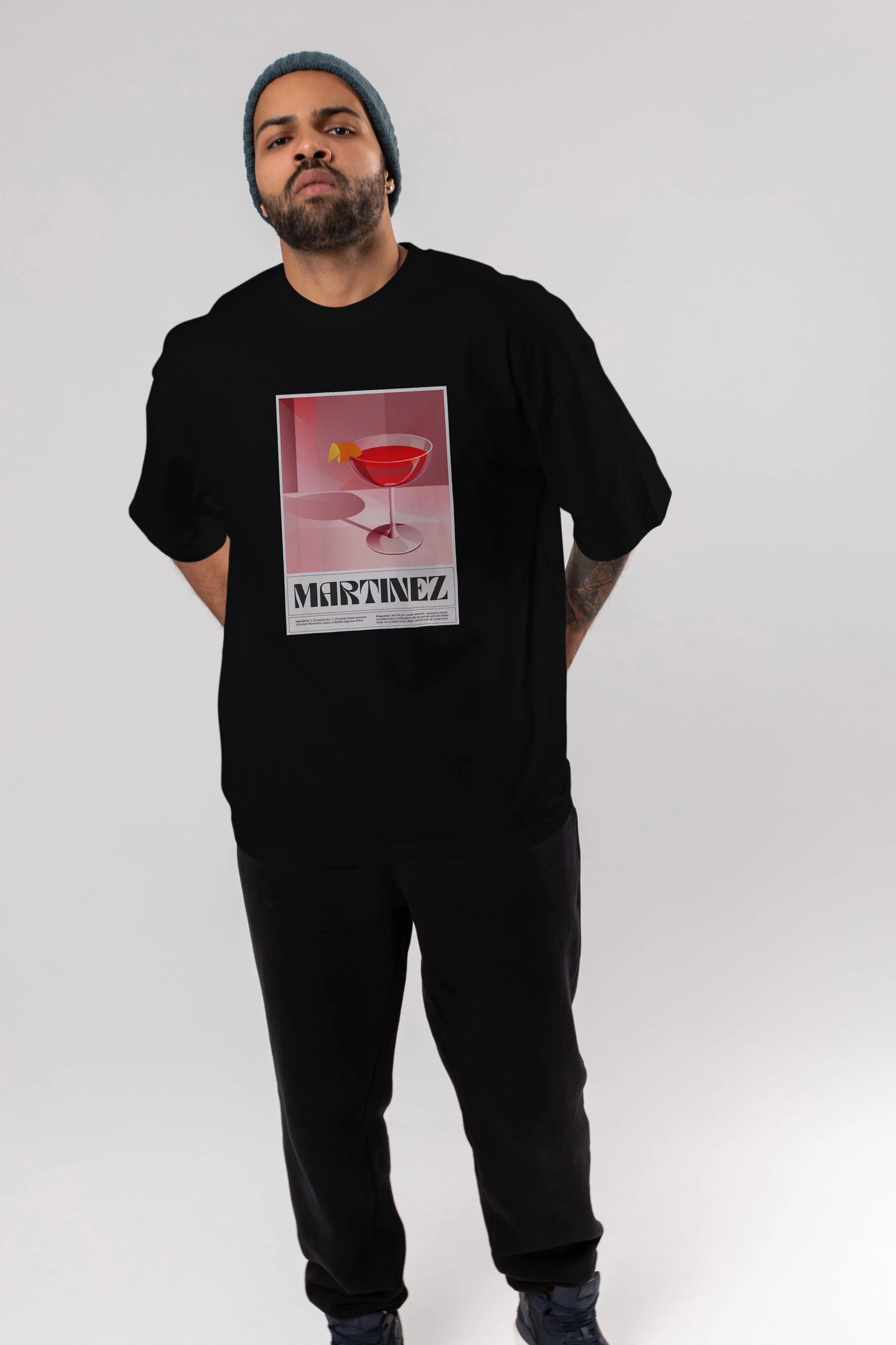 Martinez Ön Baskılı Oversize t-shirt Erkek Kadın Unisex %100 Pamuk Bisiklet Yaka tişort