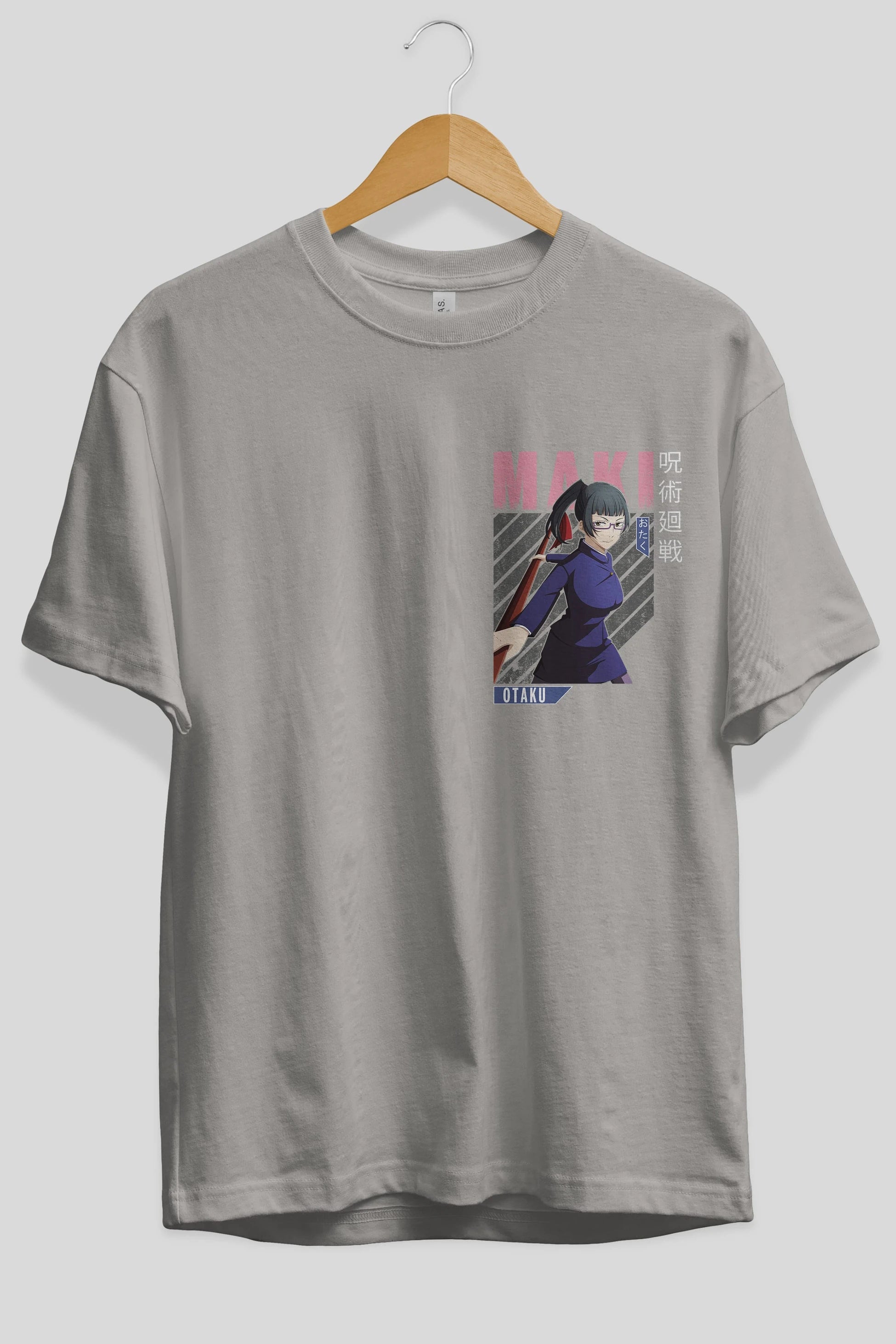 Maki Zenin CHAINSAWMAN Ön Sol Baskılı Oversize t-shirt Erkek Kadın Unisex %100 Pamuk Bisiklet Yaka tişort