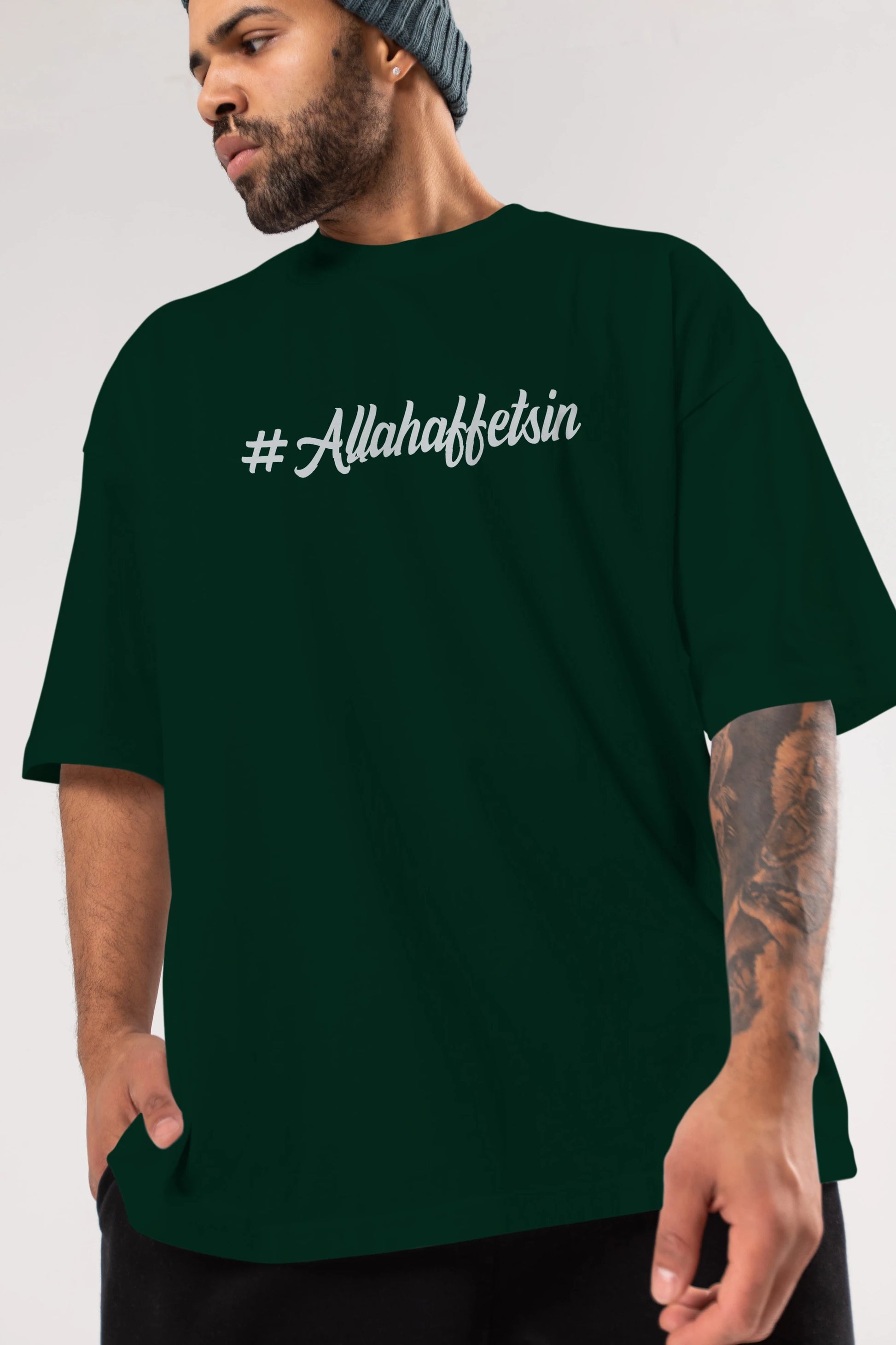 Allahaffetsin Ön Baskılı Oversize t-shirt %100 pamuk Erkek Kadın Unisex