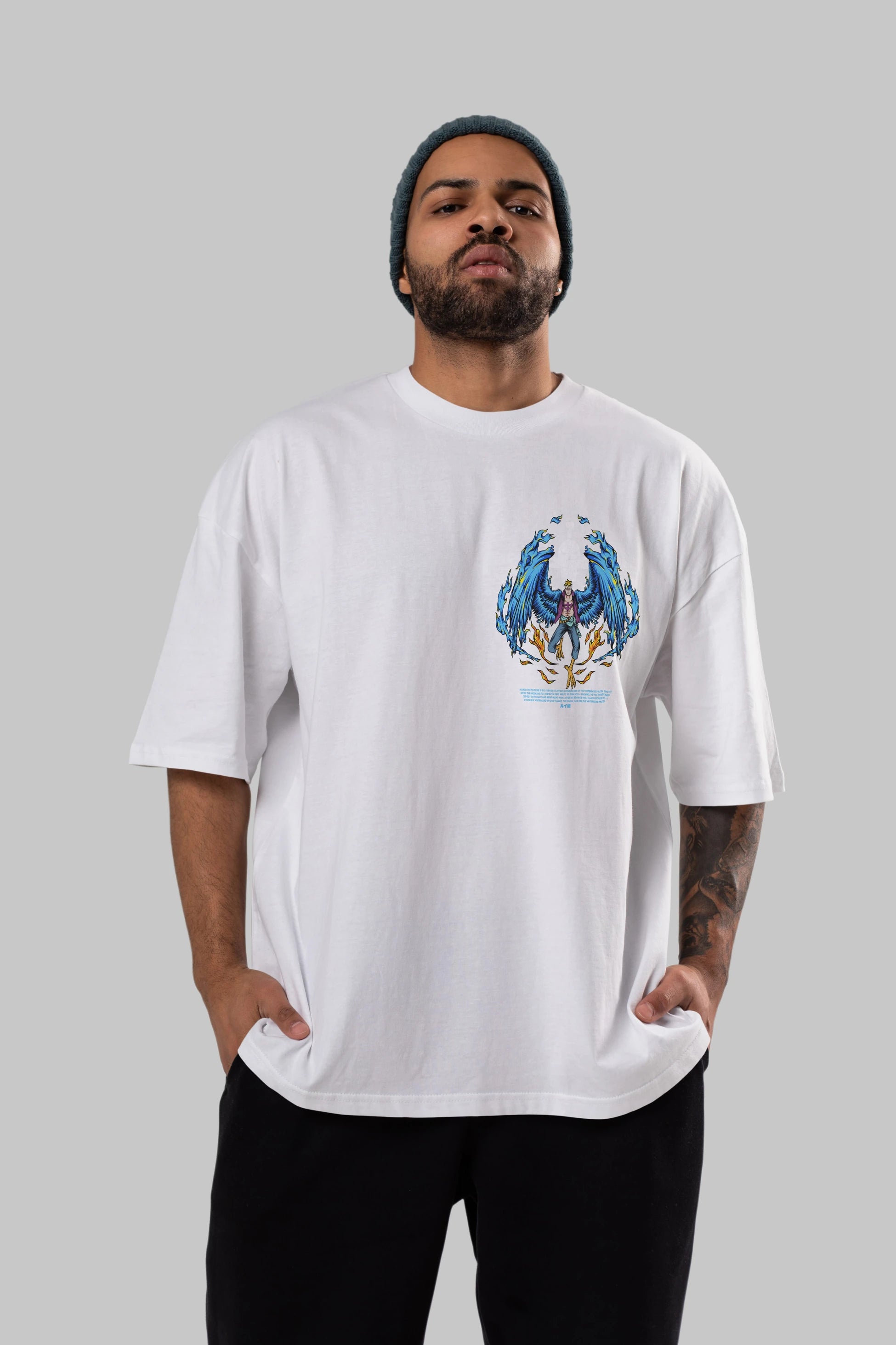 Marco Ön Sol Baskılı Oversize t-shirt Erkek Kadın Unisex %100 Pamuk Bisiklet Yaka tişort