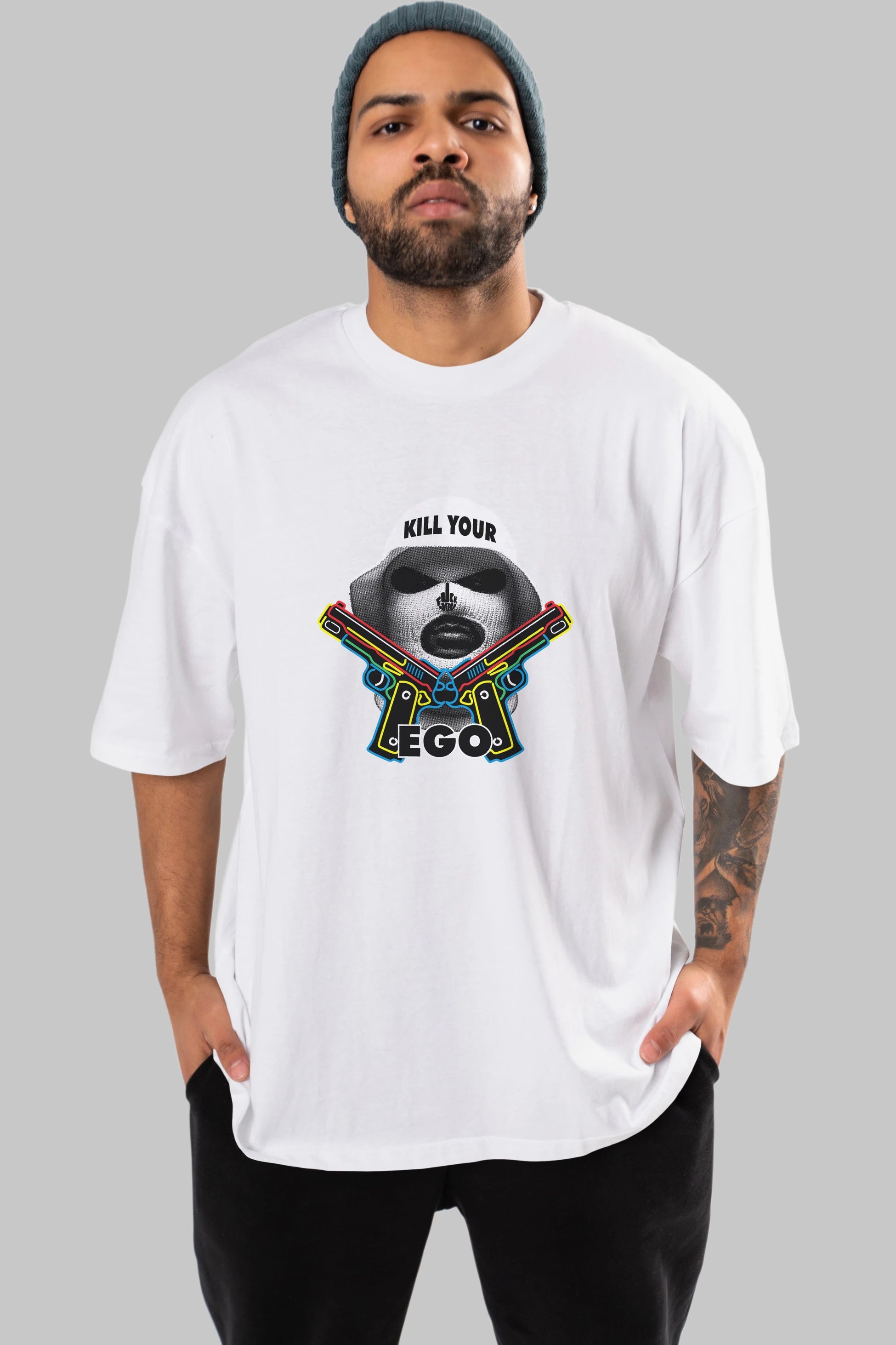 Kill Your Ego Ön Baskılı Oversize t-shirt Erkek Kadın Unisex