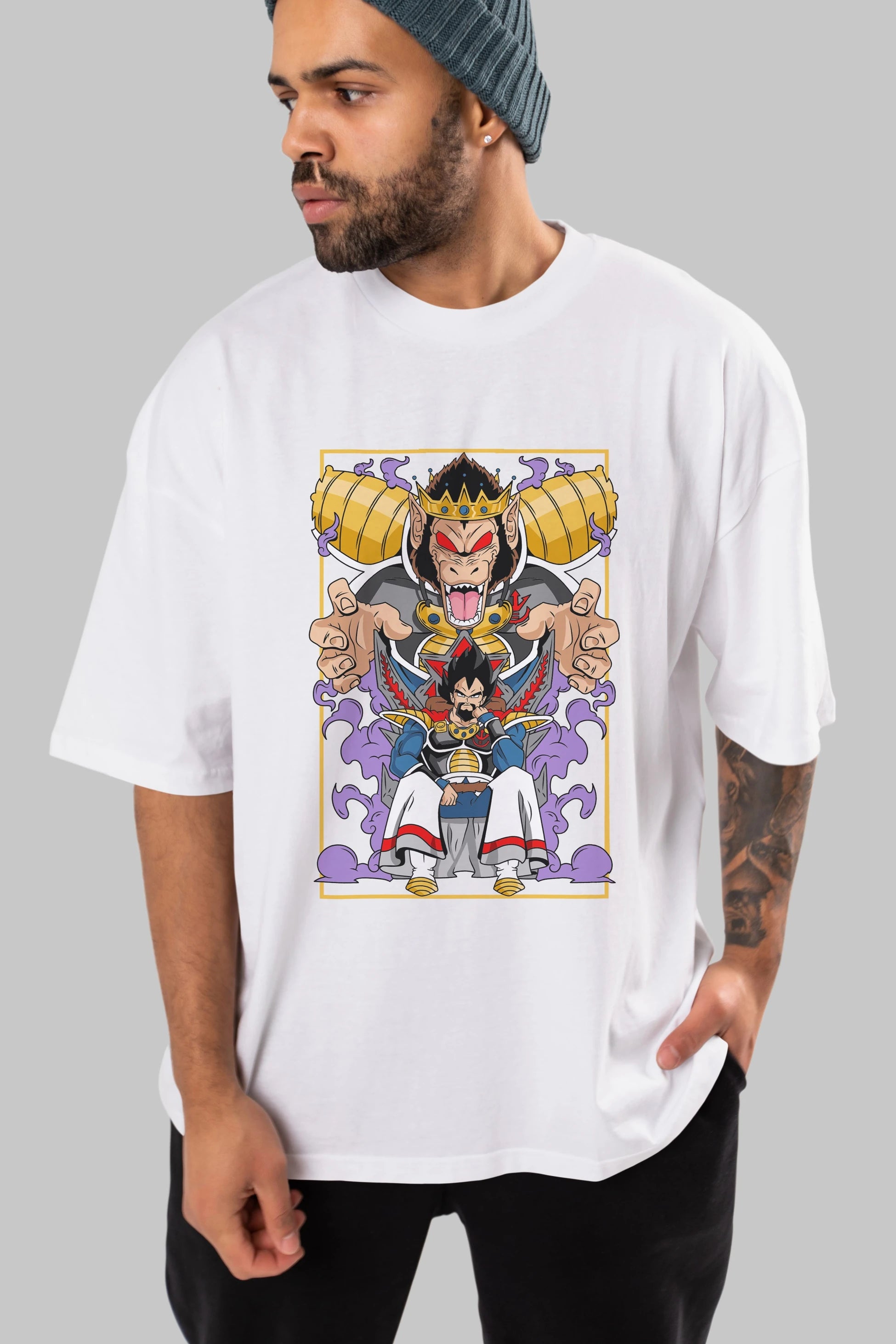 DragonBall ReyVegeta Anime Ön Baskılı Oversize t-shirt %100 pamuk Erkek Kadın Unisex