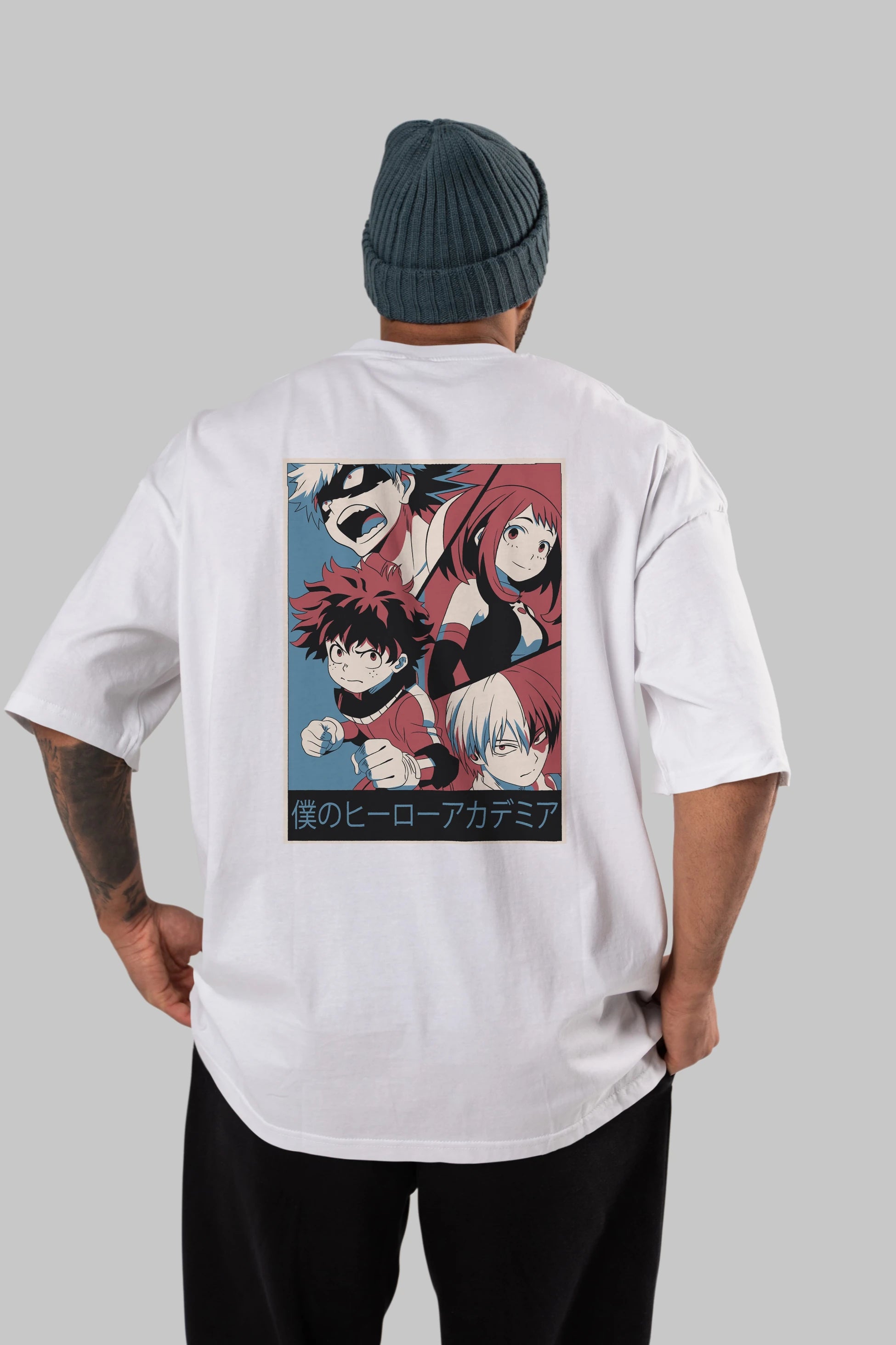 BokuNoHero Anime Arka Baskılı Oversize t-shirt Erkek Kadın Unisex