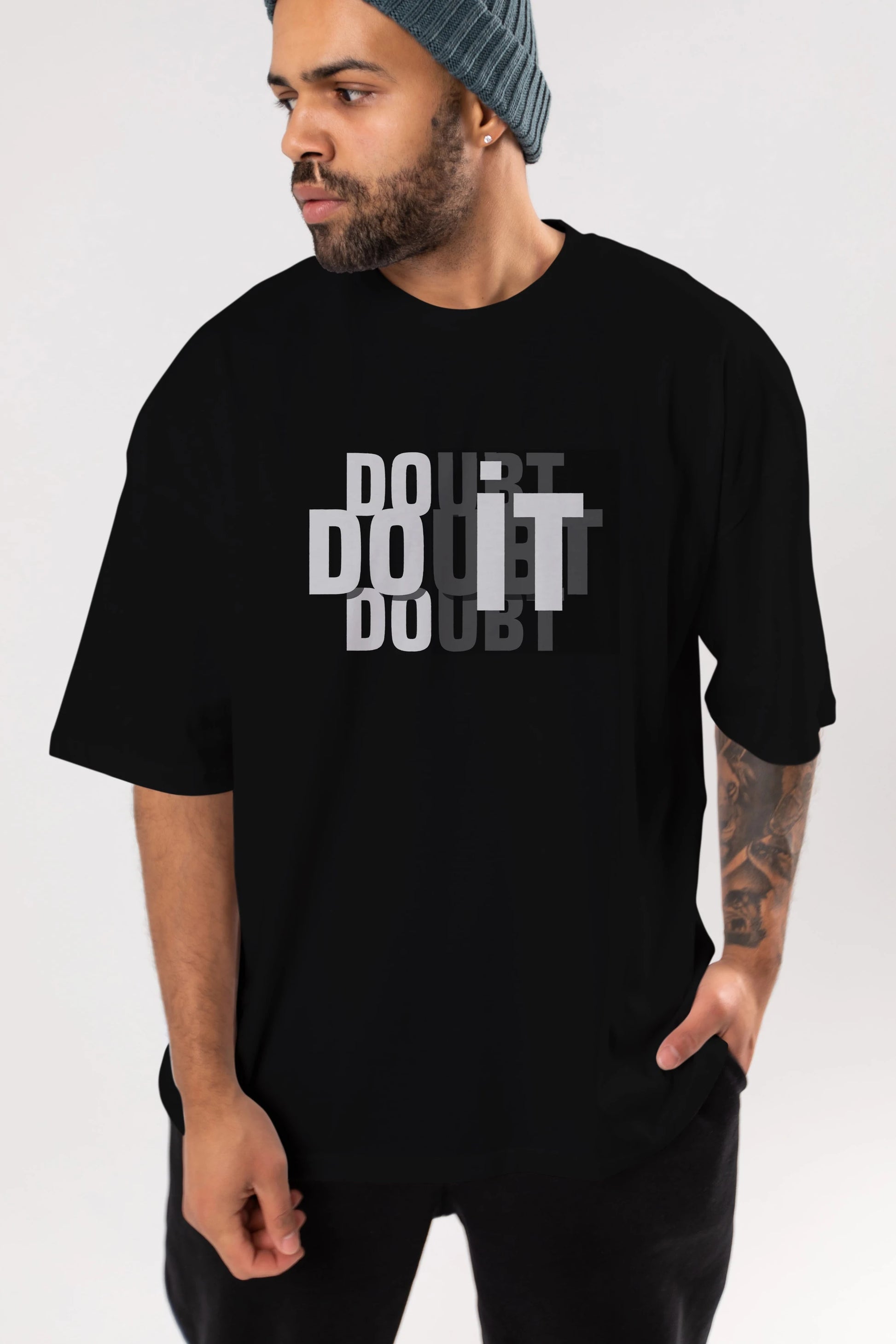 Do it Yazılı Ön Baskılı Oversize t-shirt Erkek Kadın Unisex