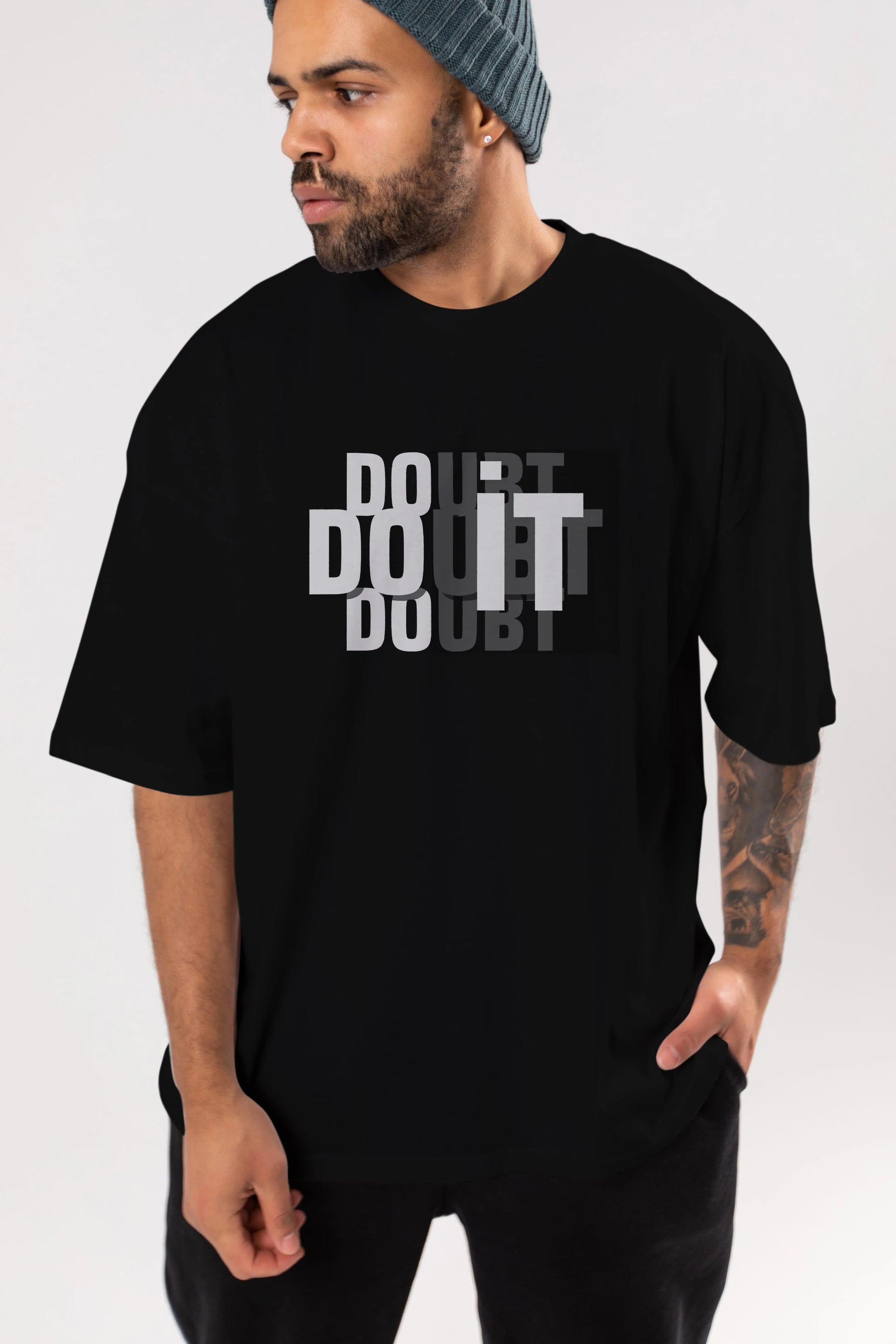 Do it Yazılı Ön Baskılı Oversize t-shirt Erkek Kadın Unisex