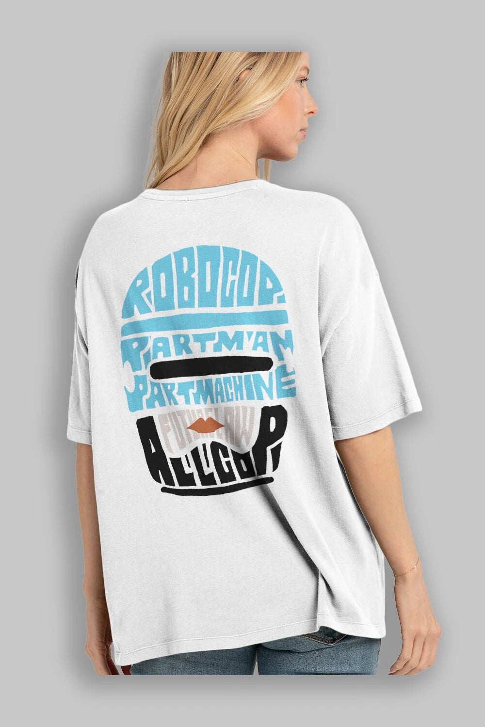 Robocop Arka Baskılı Oversize t-shirt %100 pamuk Erkek Kadın Unisex