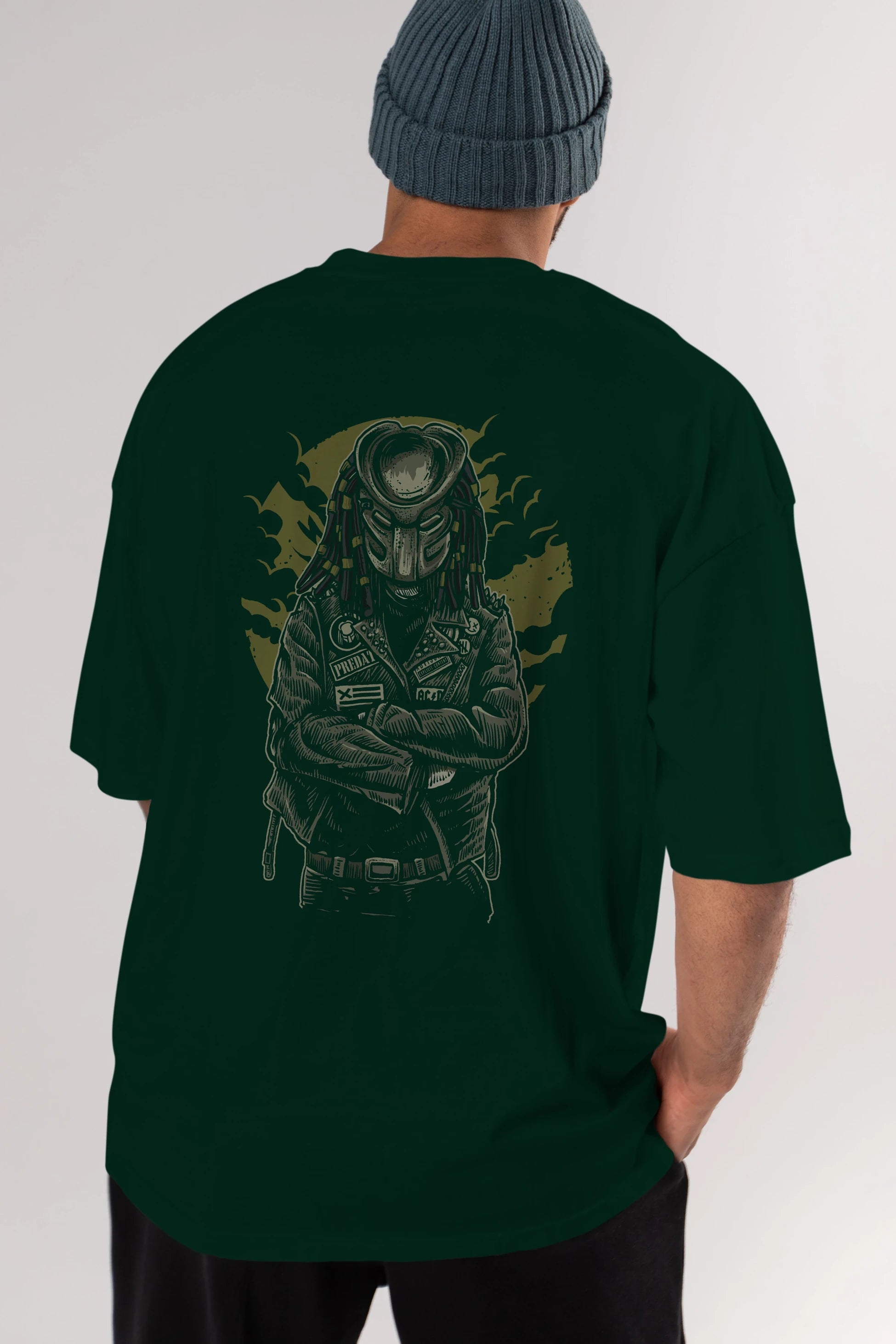 Predator Arka Baskılı Oversize t-shirt Erkek Kadın Unisex %100 Pamuk
