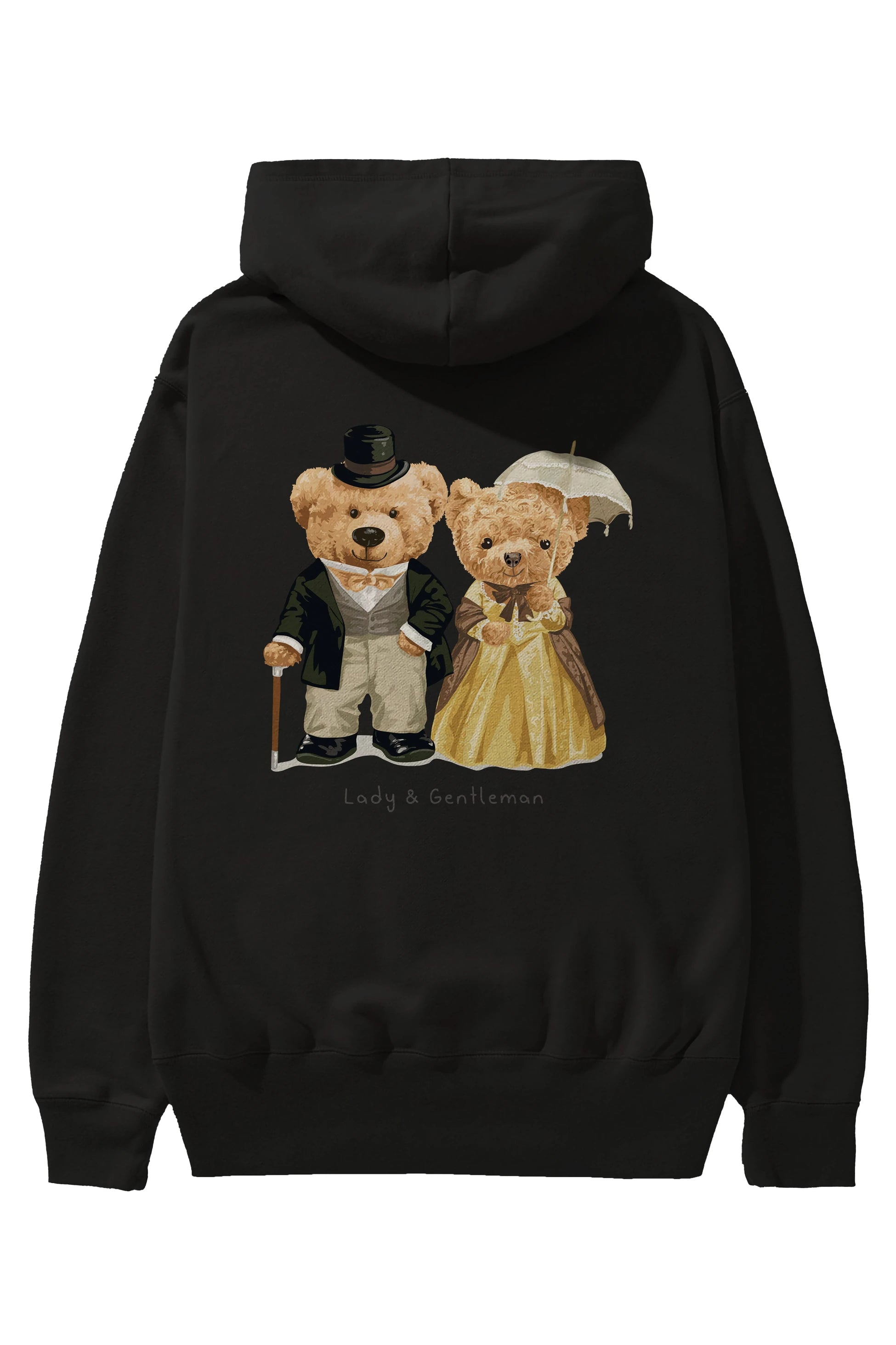 Teddy Bear Couple Arka Baskılı Hoodie Oversize Kapüşonlu Sweatshirt Erkek Kadın Unisex