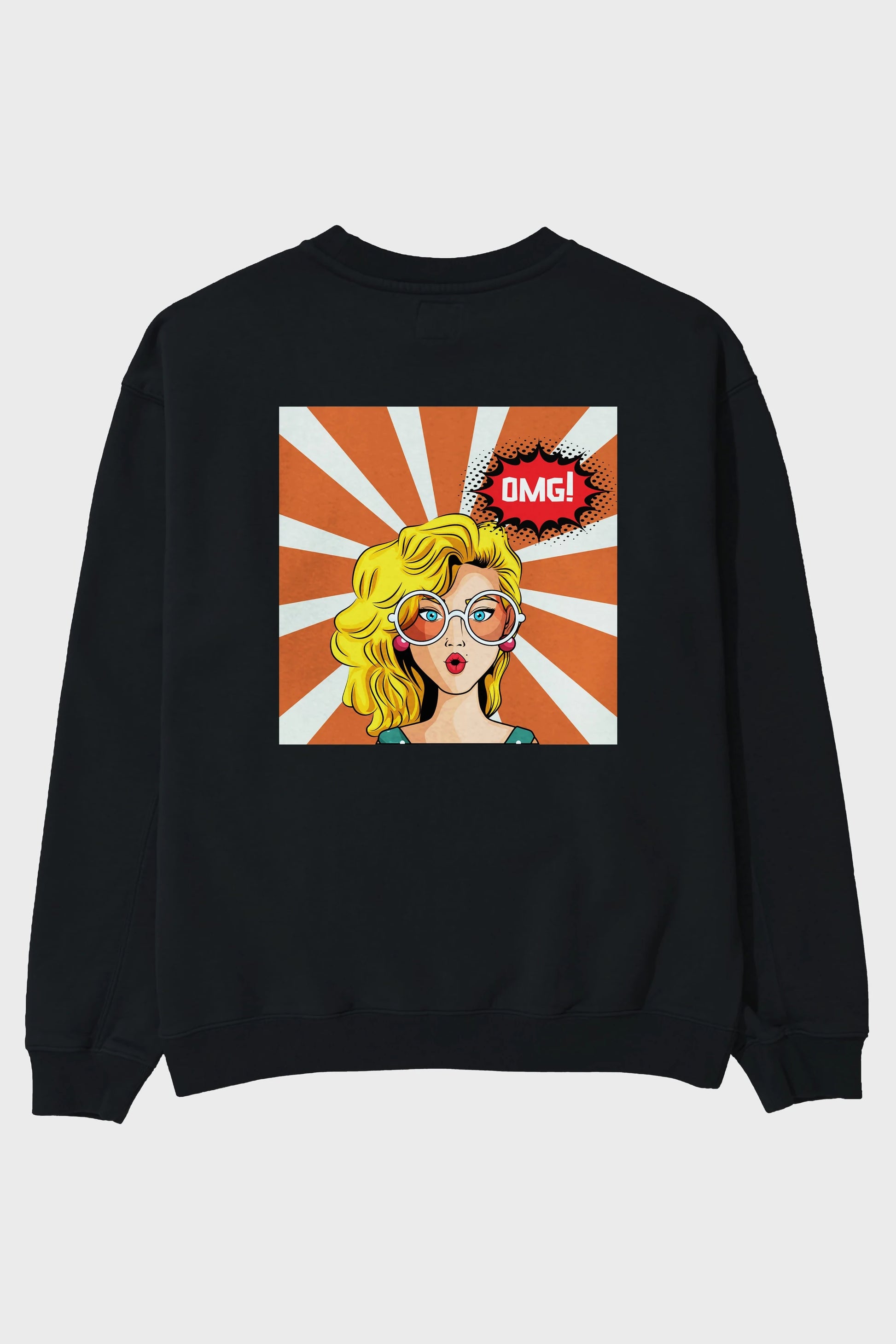 OMG Yazılı Retro Arka Baskılı Oversize Sweatshirt Erkek Kadın Unisex