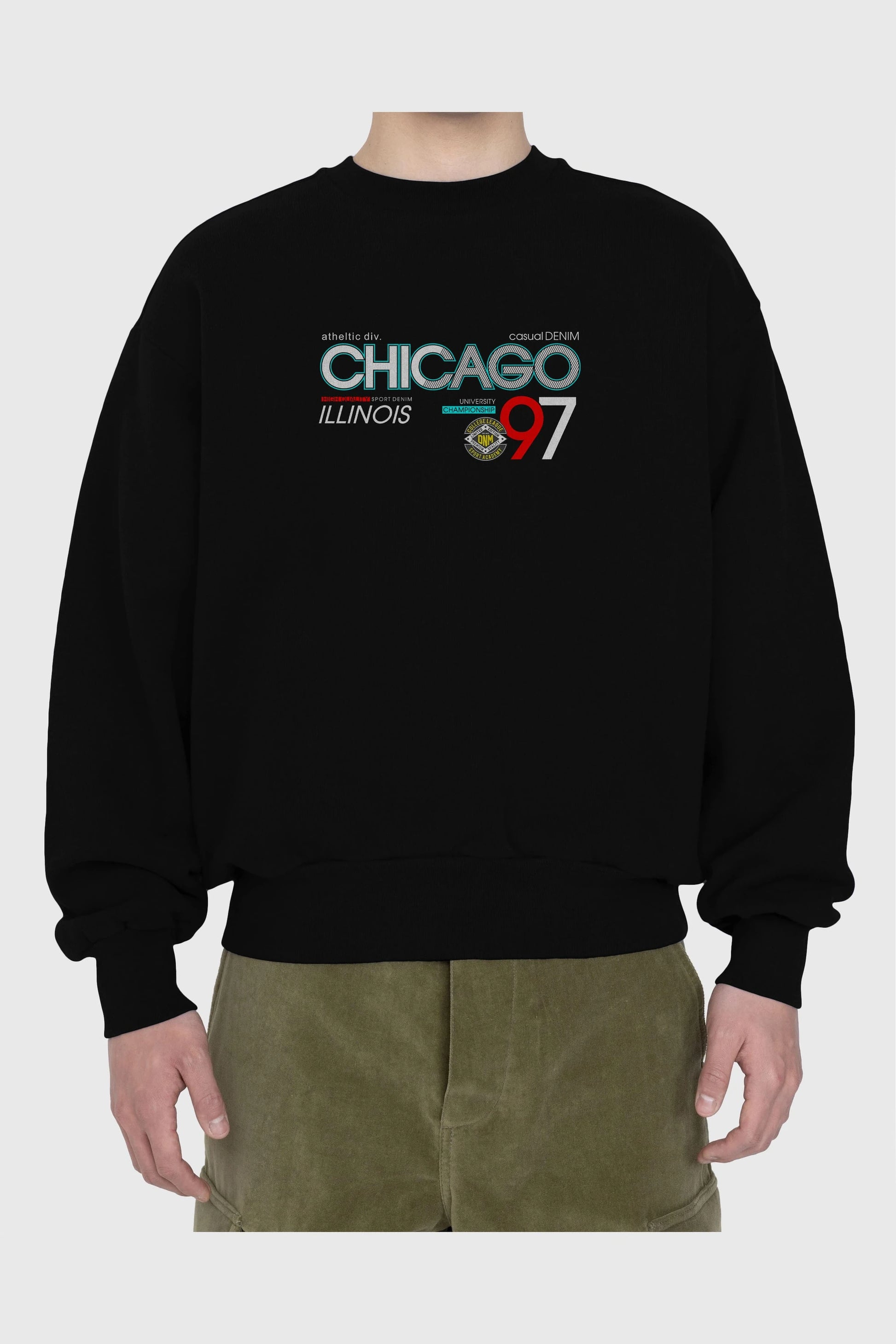 Chicago 97 Ön Baskılı Oversize Sweatshirt Erkek Kadın Unisex