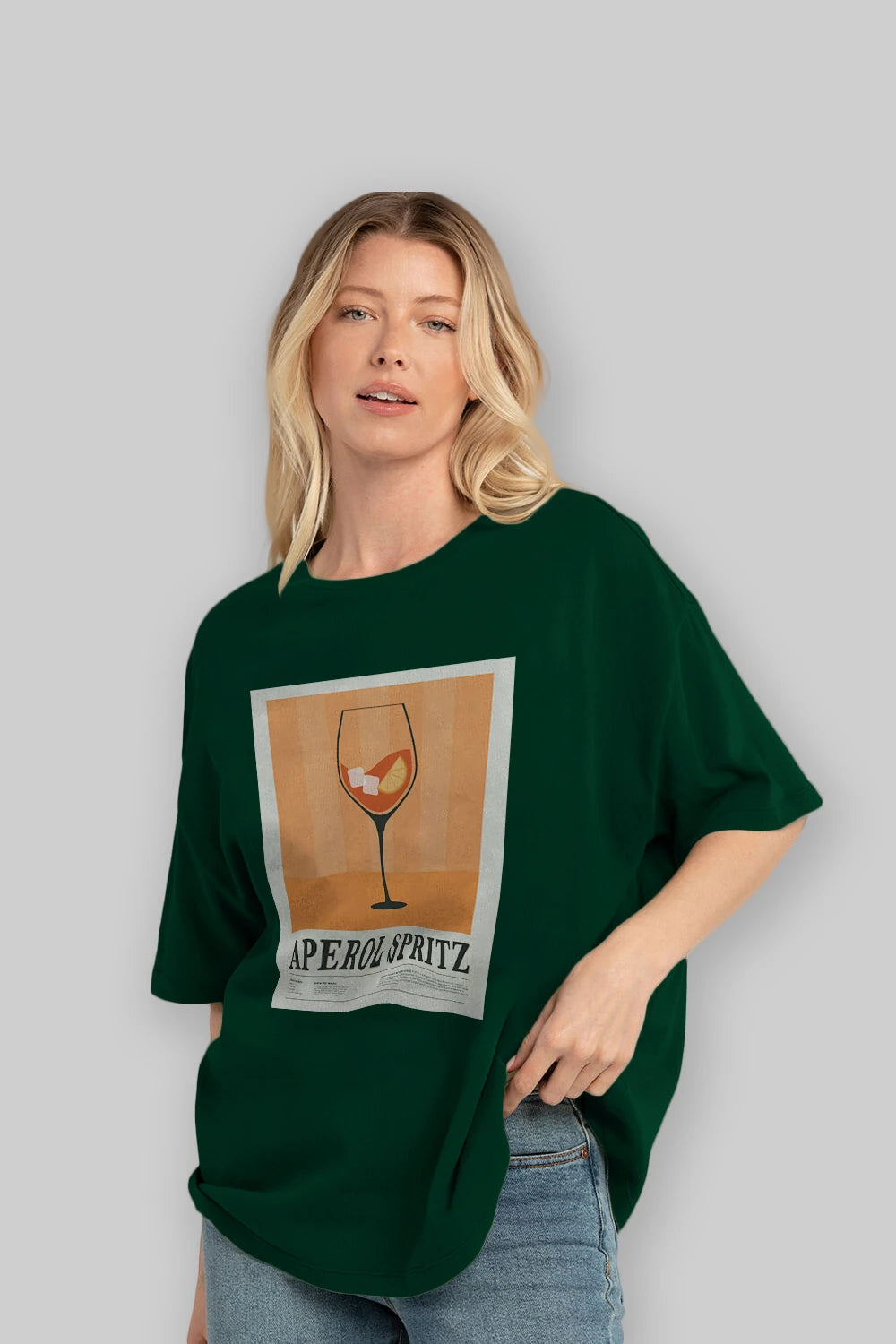 Aperol Spritz 8 Ön Baskılı Oversize t-shirt Erkek Kadın Unisex %100 Pamuk Bisiklet Yaka tişort