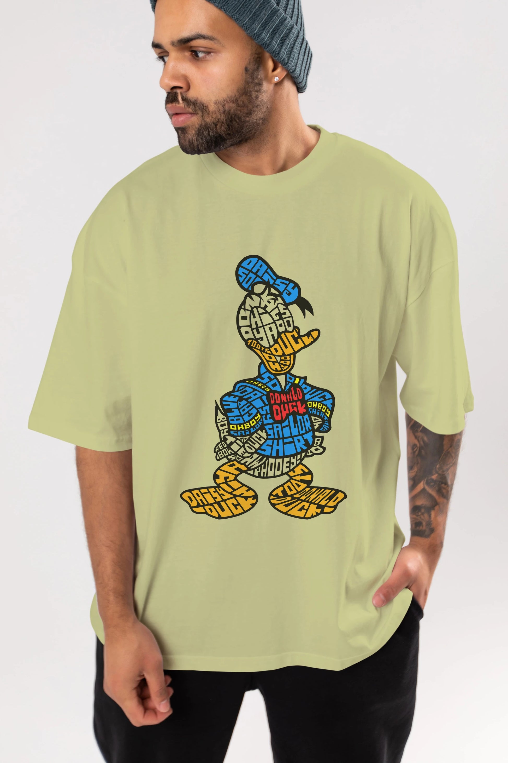 Donald Ön Baskılı Oversize t-shirt %100 pamuk Erkek Kadın Unisex