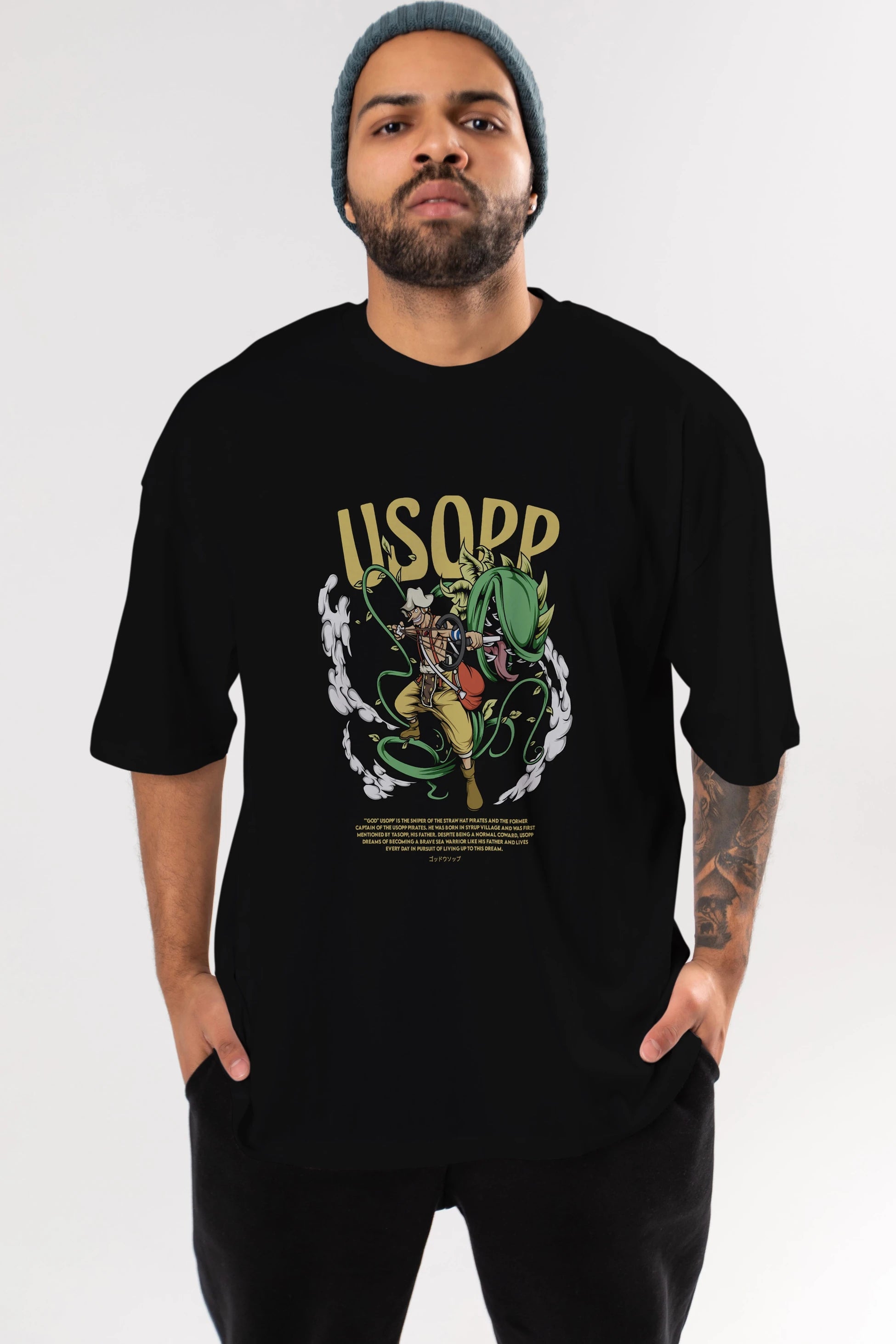 Usopp Anime Ön Baskılı Oversize t-shirt %100 pamuk Erkek Kadın Unisex
